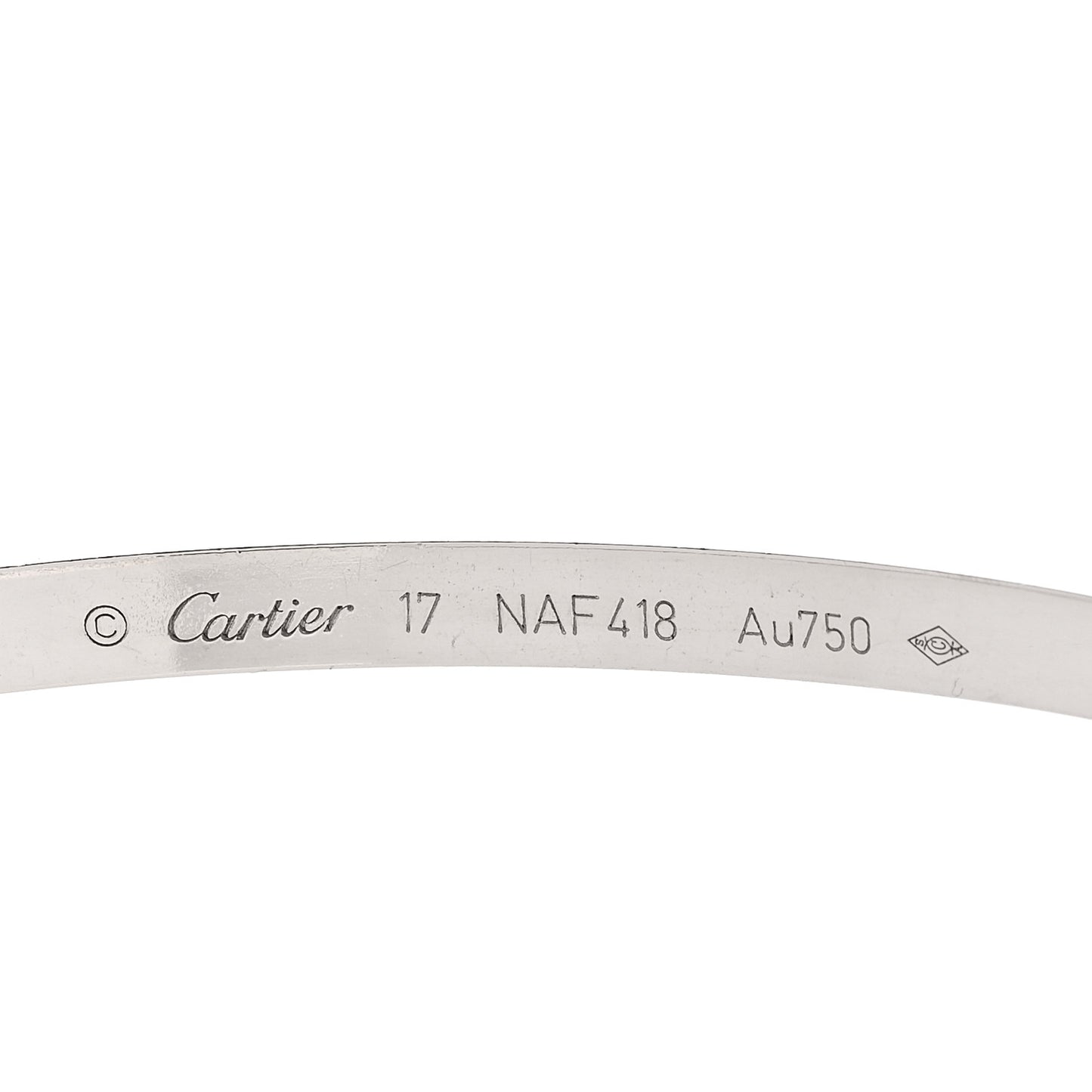 18K White Gold Small LOVE Bracelet 17