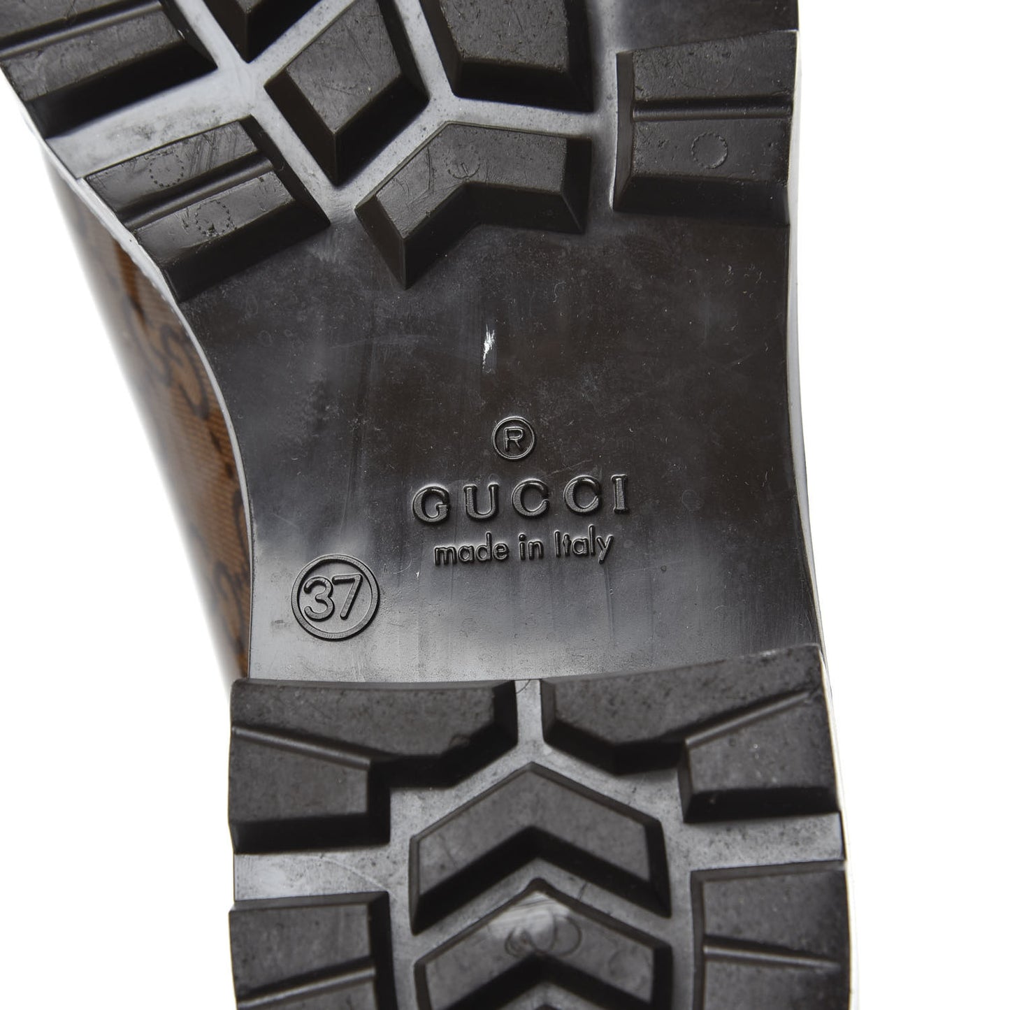 Rubber Monogram Edinburg Rain Boots 37 Transparent Cocoa