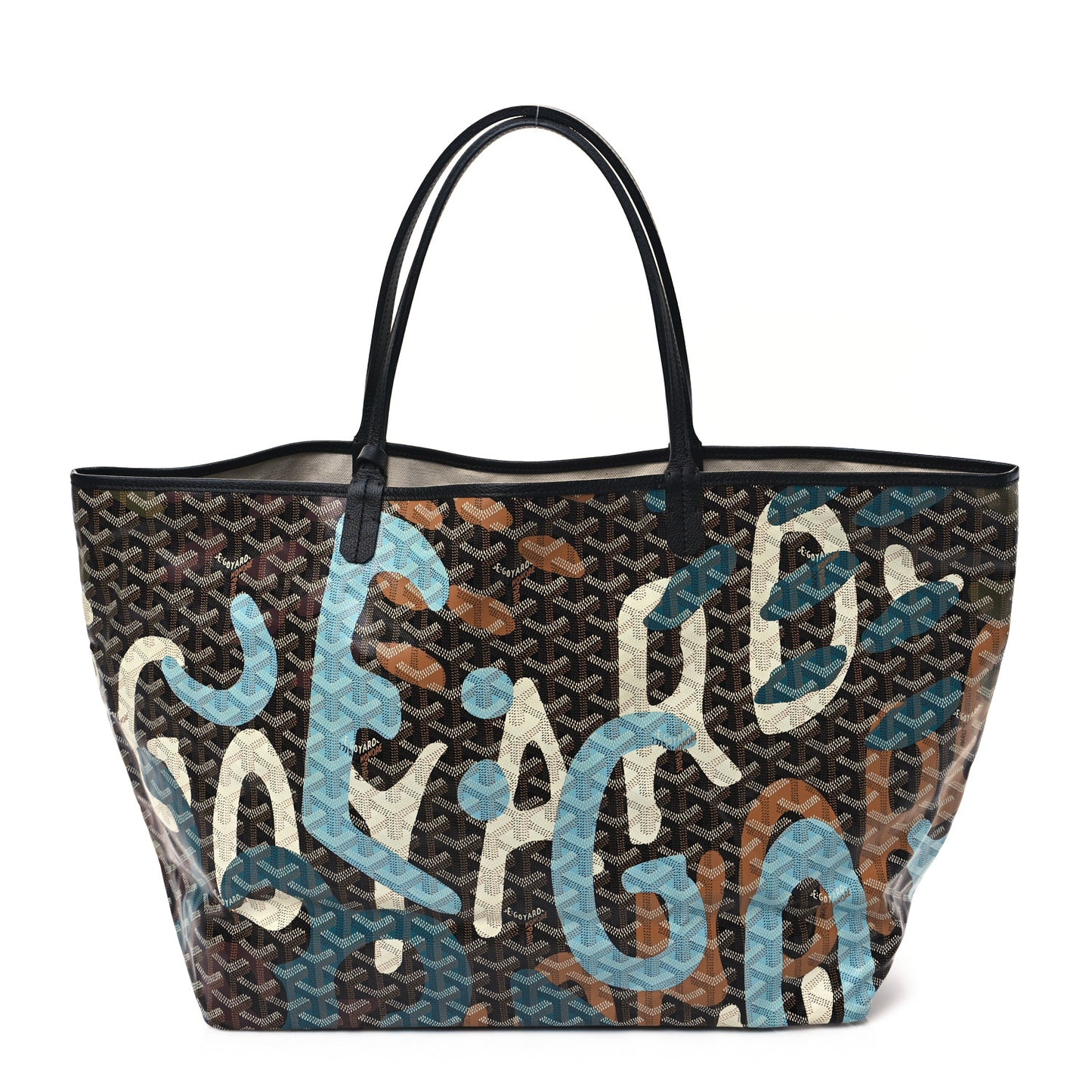 Goyardine Saint Louis Lettres Camouflage GM Black Blue