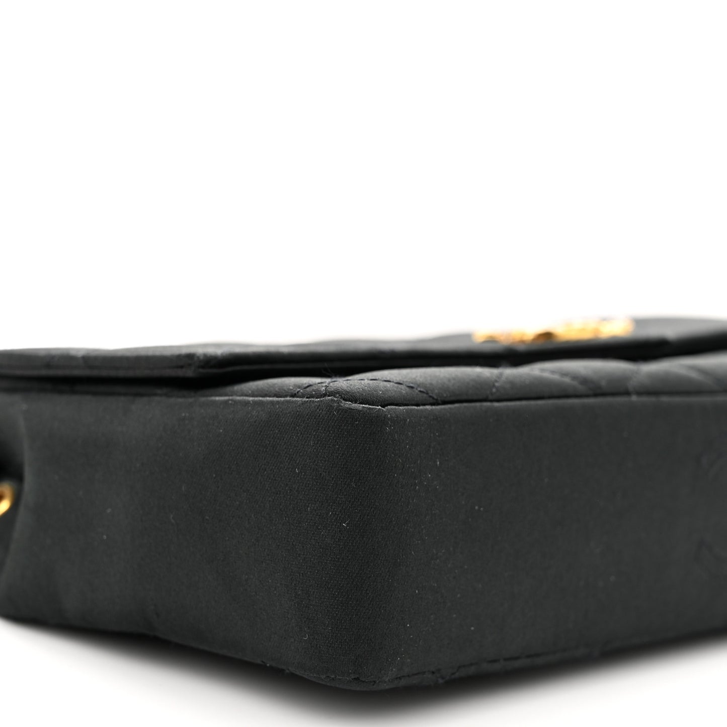 Satin Quilted Crystal CC Evening Flap Black
