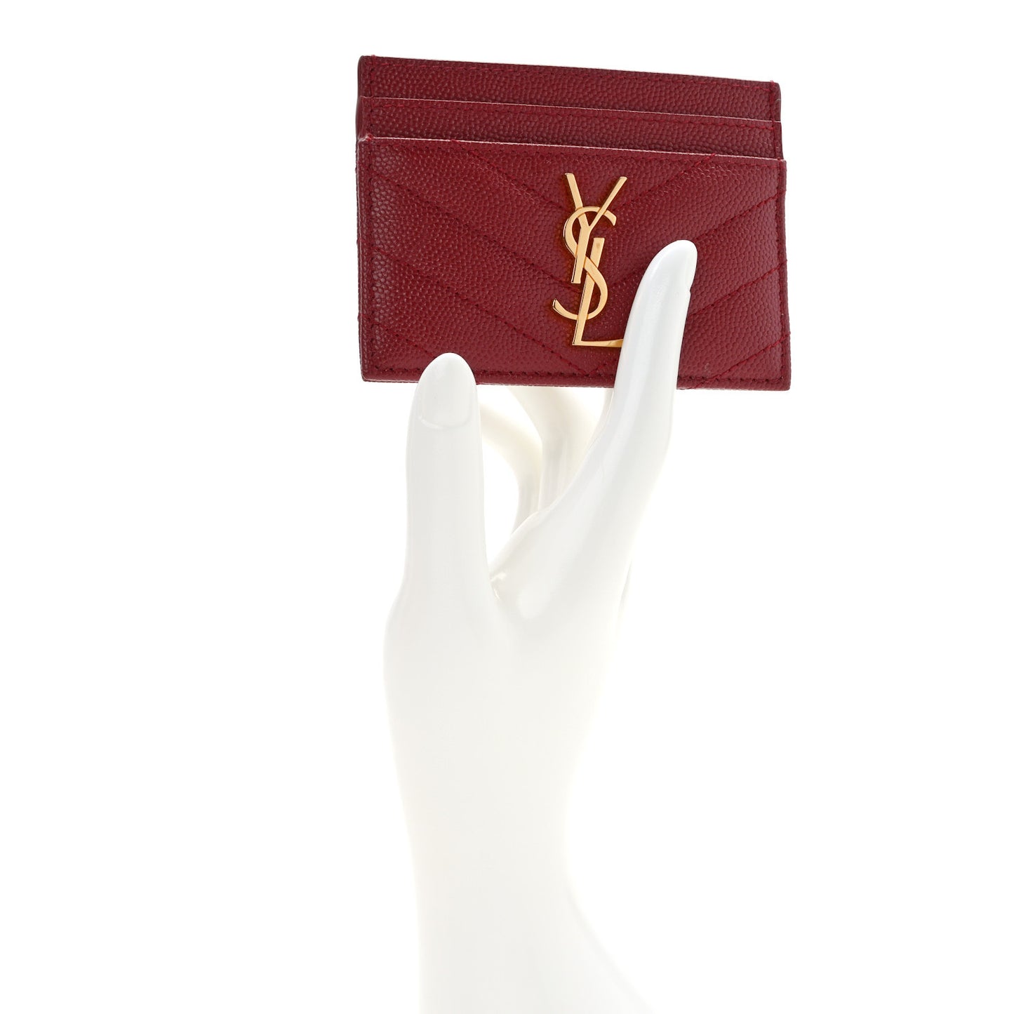 Grain De Poudre Matelasse Chevron Monogram Credit Card Case Opyum Red