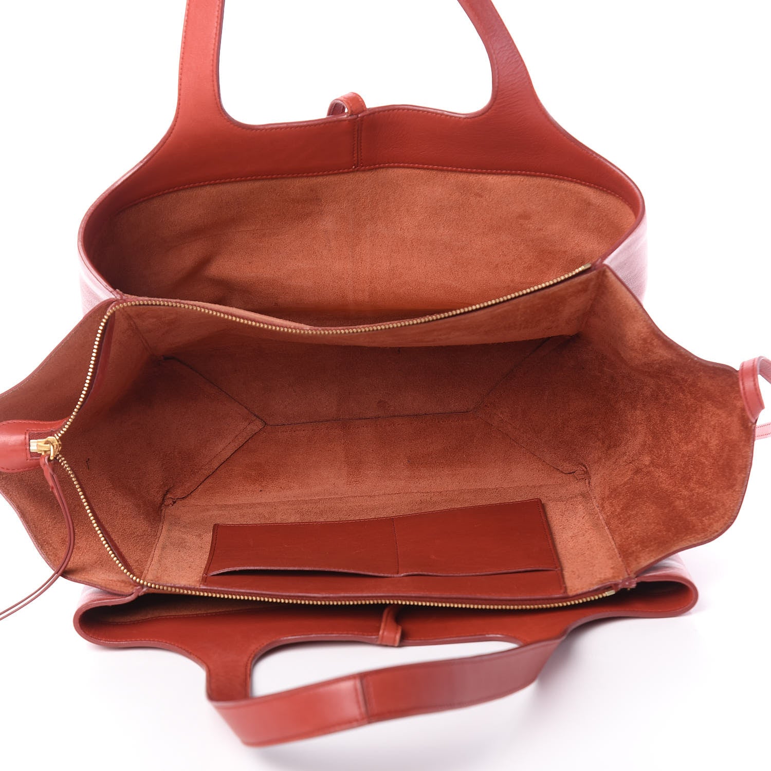 Celine Calfskin Medium Tri-Fold Bag Red Wood 5 of 11