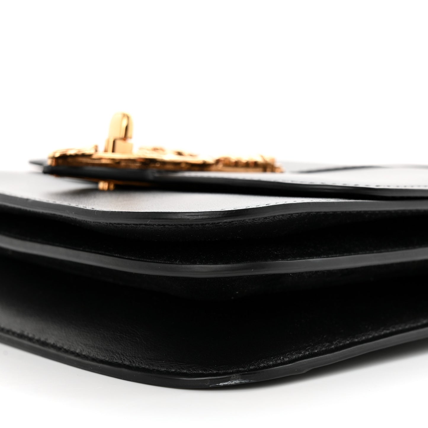 Vitello Barocco Virtus Small Top Handle Shoulder Bag Black