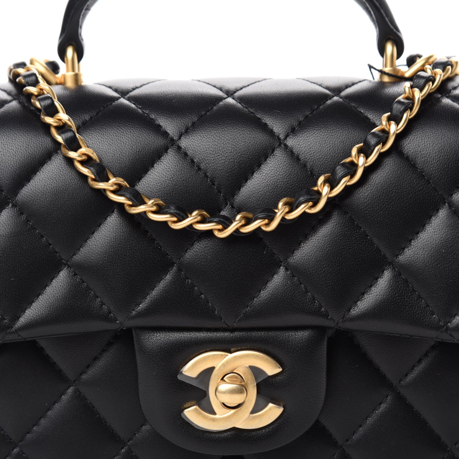 Chanel Lambskin Quilted Mini Top Handle Rectangular Flap Black 11 of 12