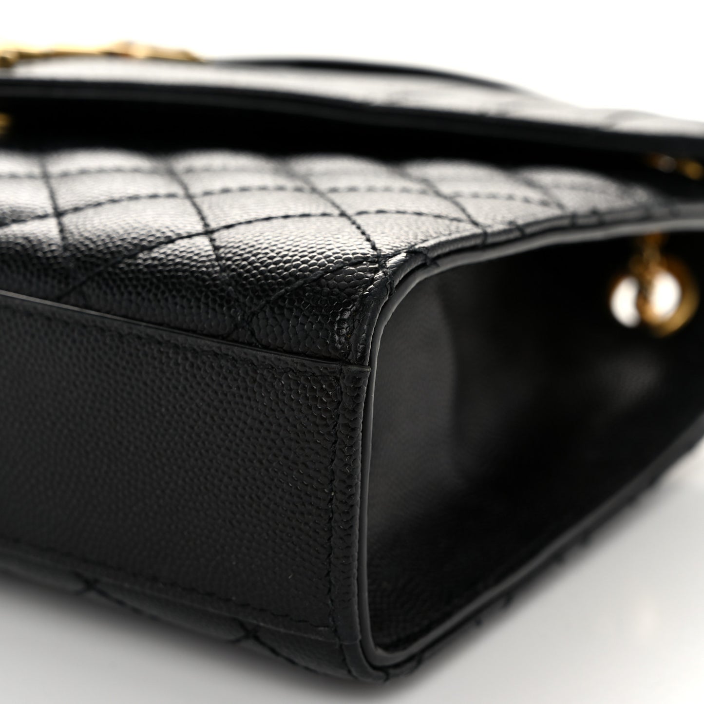 Grain De Poudre Textured Mixed Matelasse Triquilt Medium Monogram Satchel Black