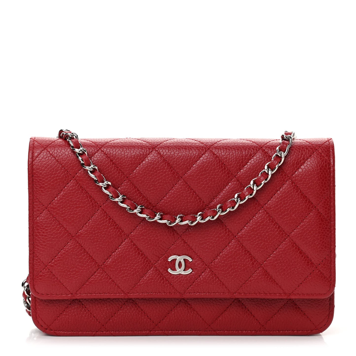 Caviar Quilted Wallet On Chain WOC Red