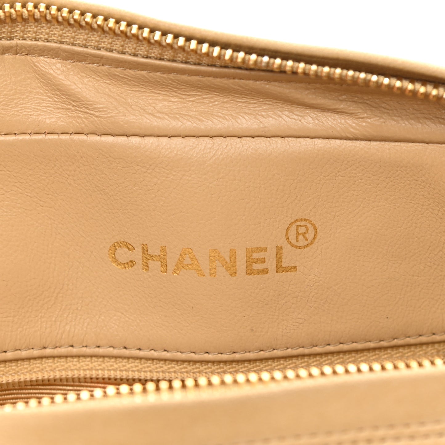 Lambskin Quilted Flap Camera Case Beige Clair