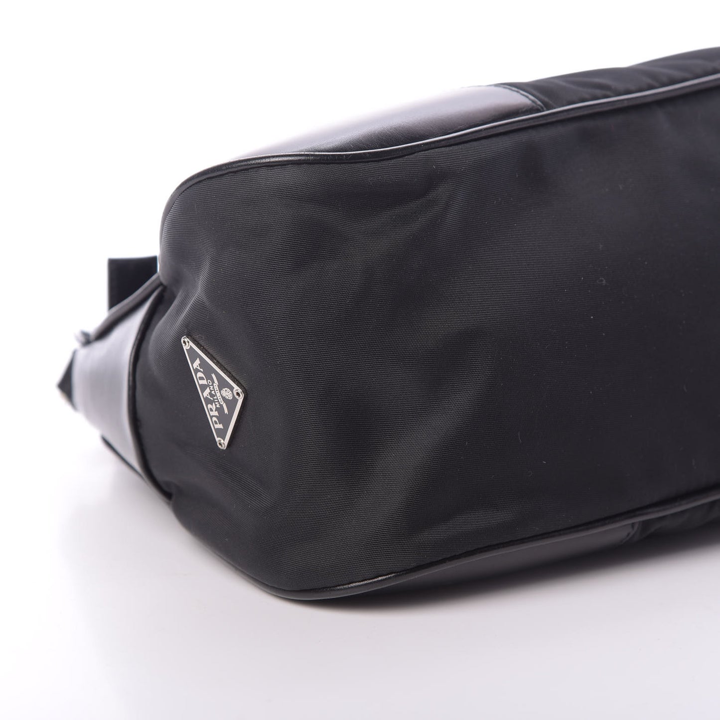 Tessuto Nylon Soft Calfskin Shoulder Bag Black