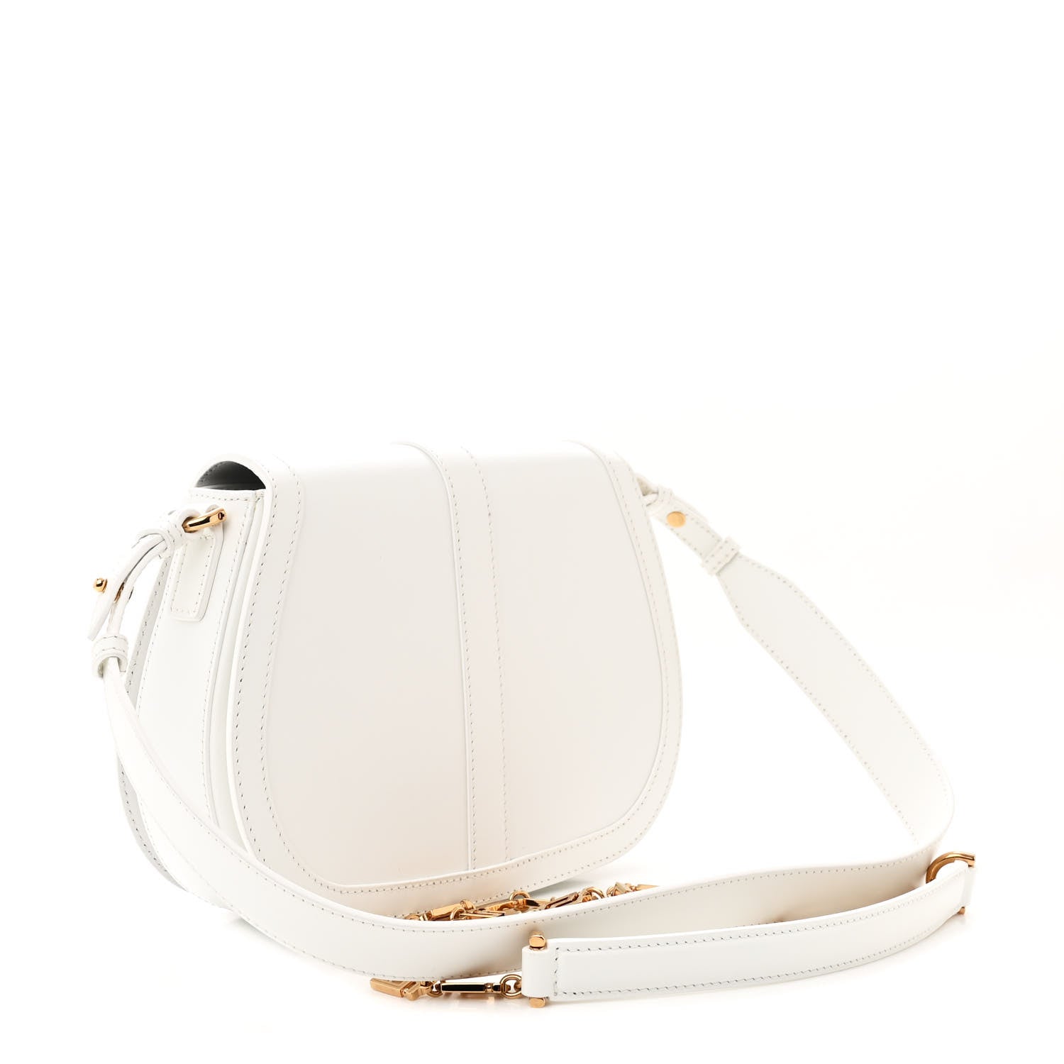 Versace Calfskin Large Greca Goddess Shoulder Bag White 3 of 14