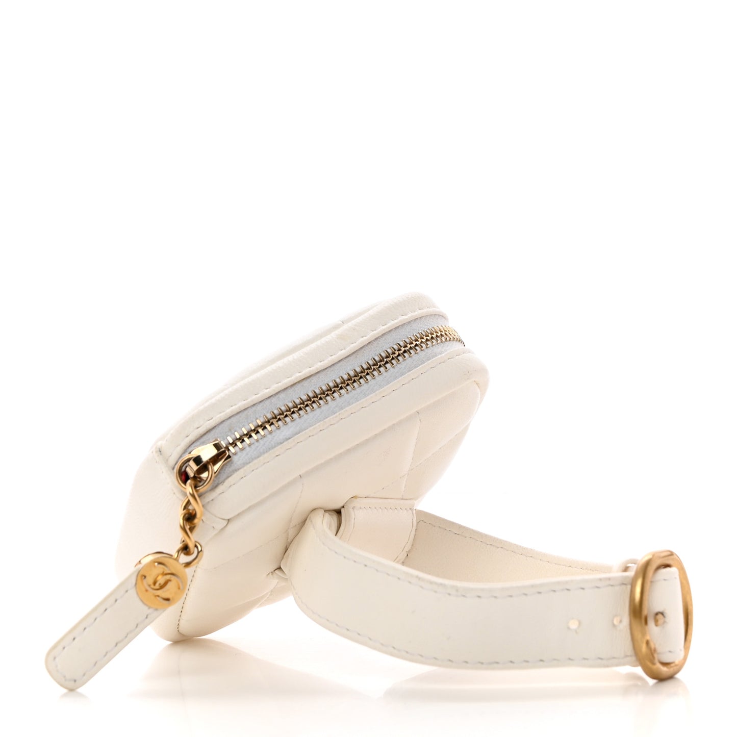 Lambskin Quilted Diamond Arm Coin Purse White