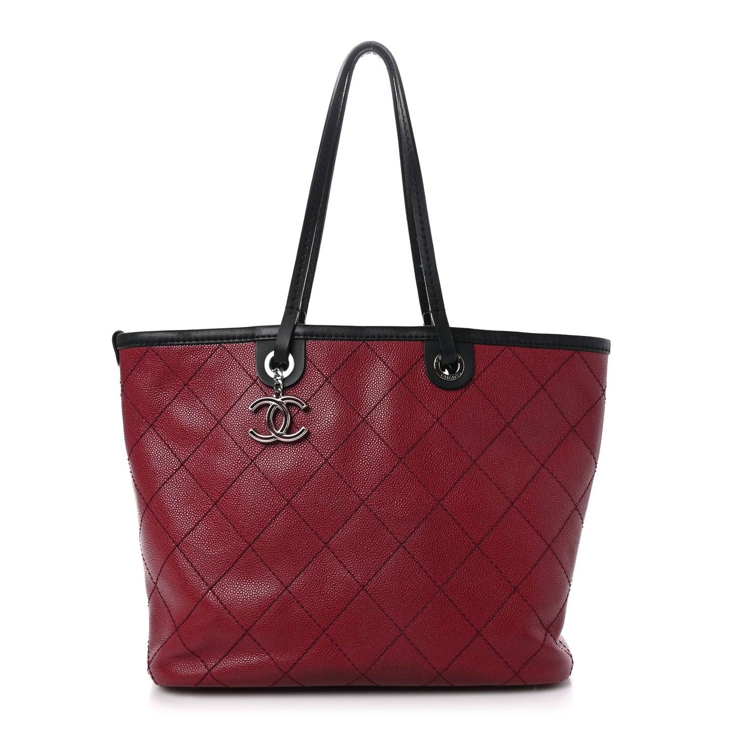 Grained Calfskin Shopping Fever Tote Red