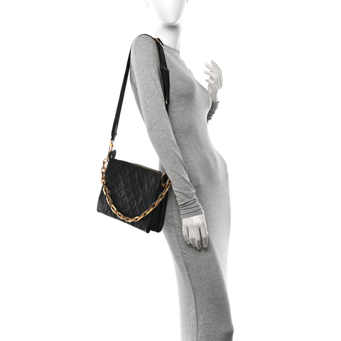 Lambskin Embossed Monogram Coussin PM Black