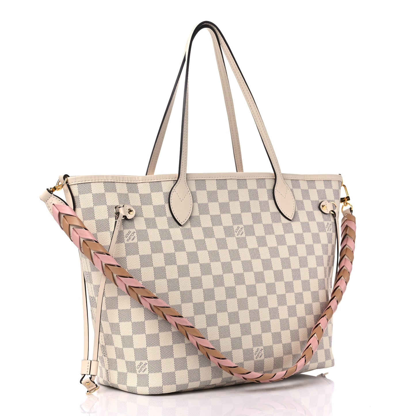 Damier Azur Braided Neverfull MM Pink