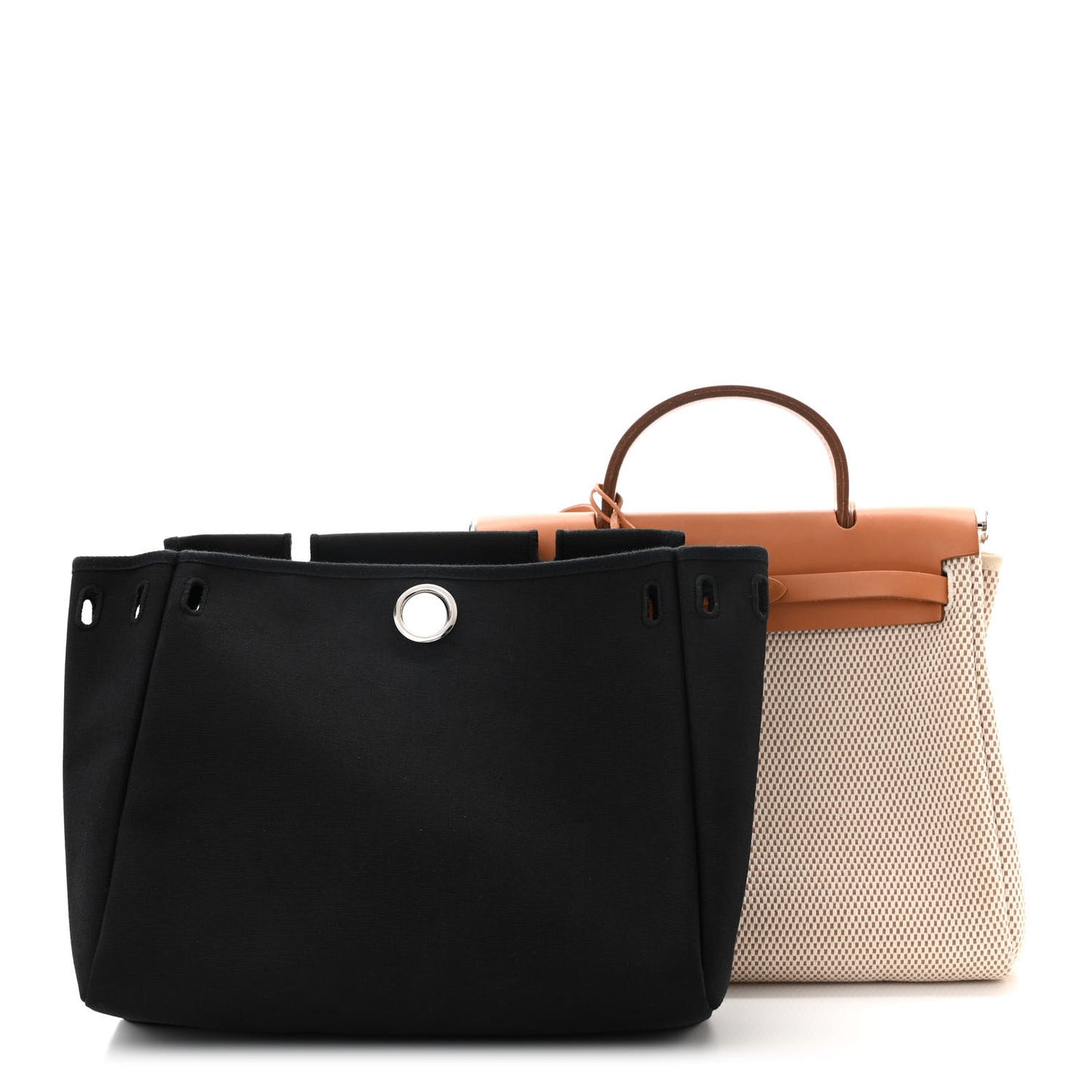 Toile Vache Calfskin Herbag 30 PM Black Natural