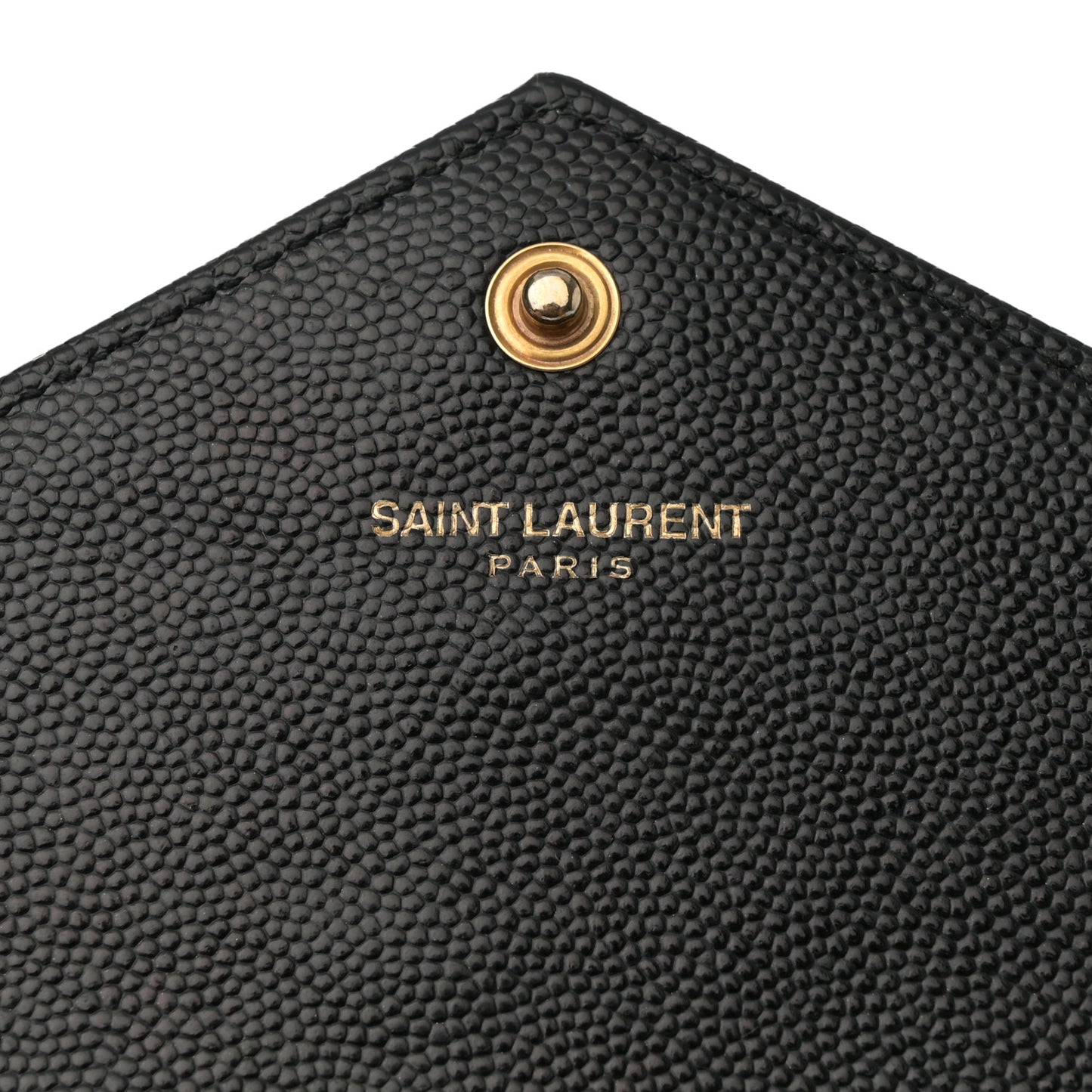Grain De Poudre Matelasse Chevron Monogram Envelope Chain Wallet Black