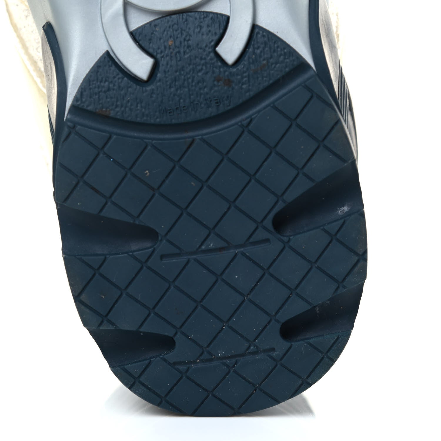 Chanel Iridescent Terry Cloth PVC Calfskin Sneakers 37.5 Silver 5 of 8