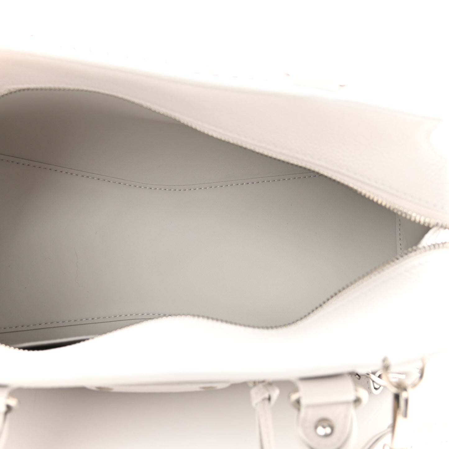 Grained Calfskin Neo Classic Silver Hardware S City Chalky White
