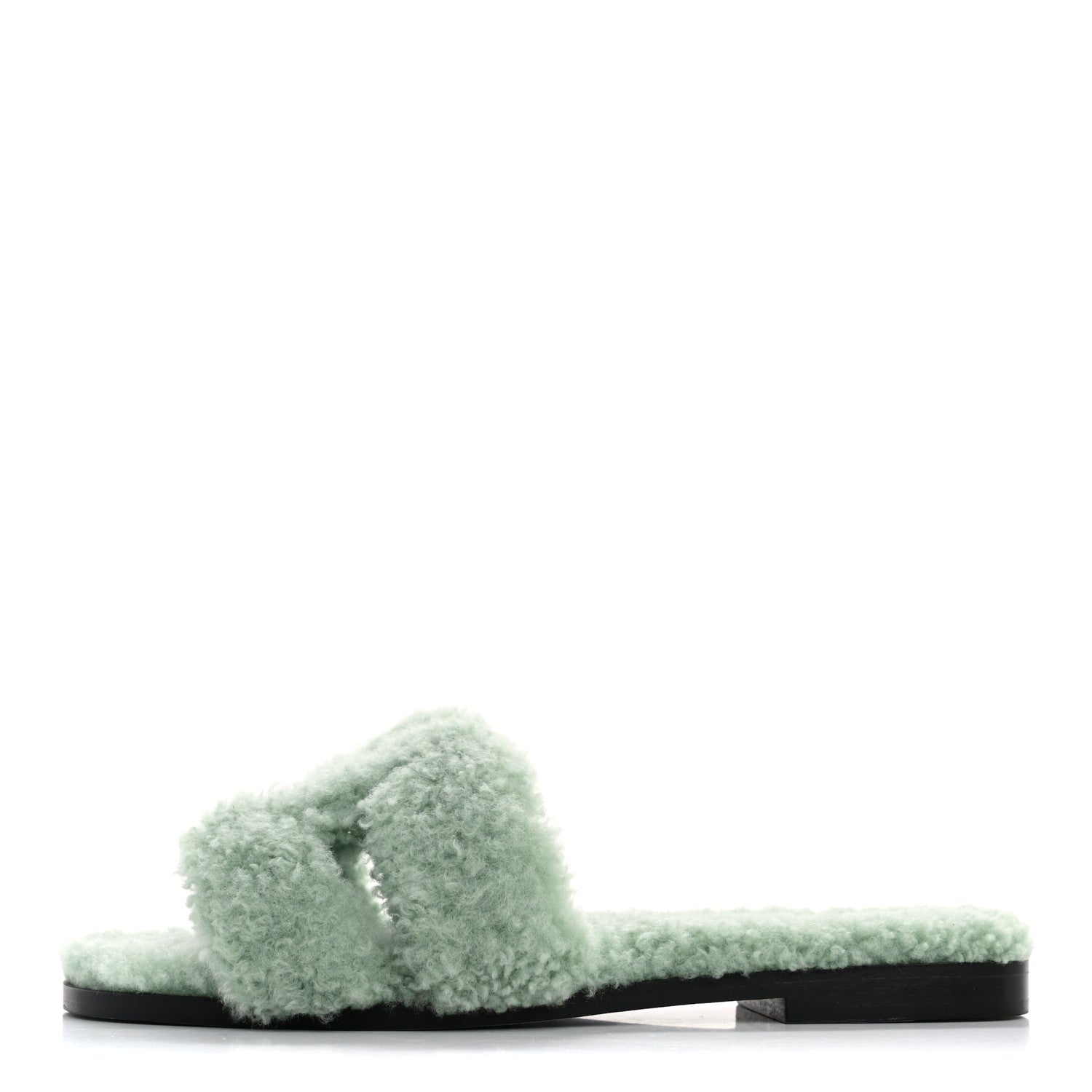 Hermes Woolskin Oran Sandals 35 Vert D’eau 1 of 8