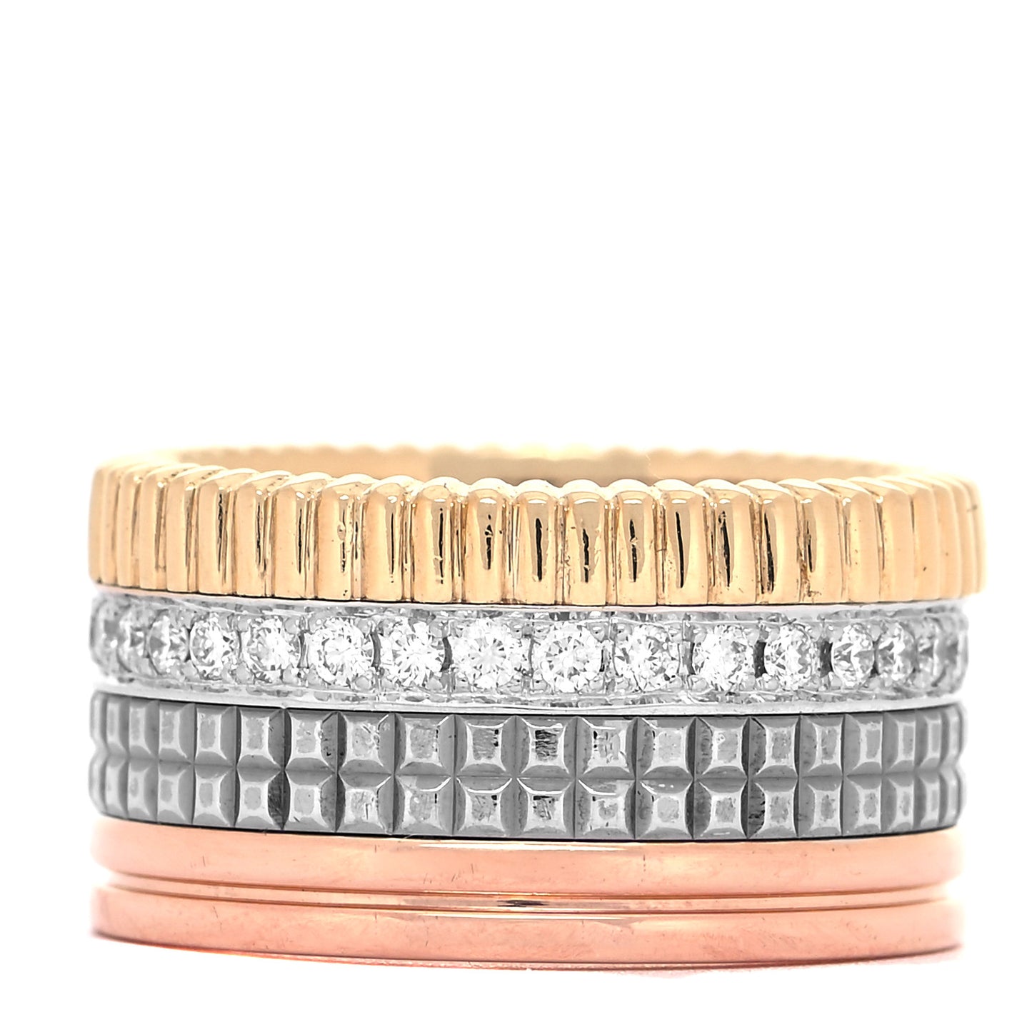 18K Pink Yellow White Gold Diamond Large Quatre Classique Ring 56 7.5