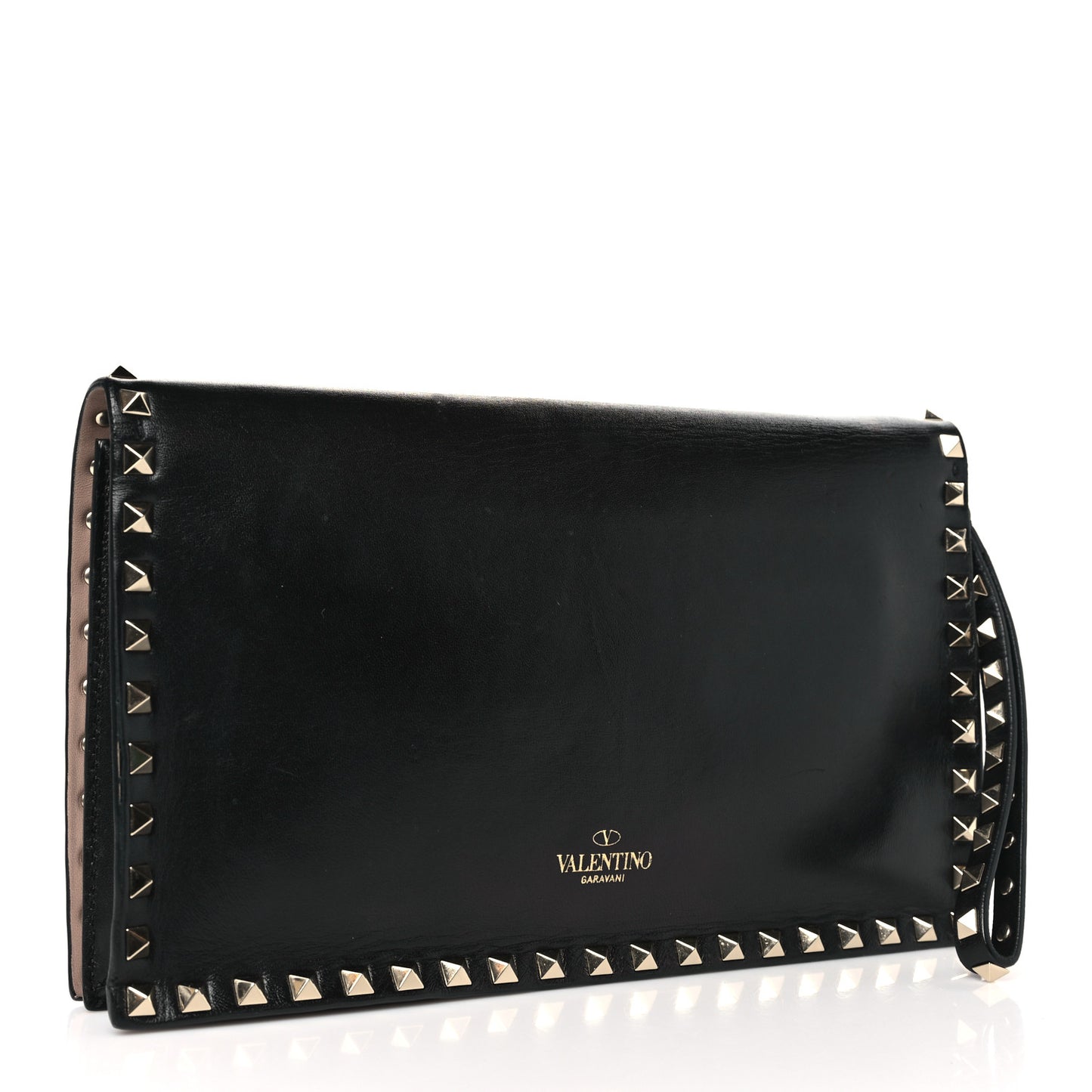Nappa Rockstud Wristlet Clutch Black