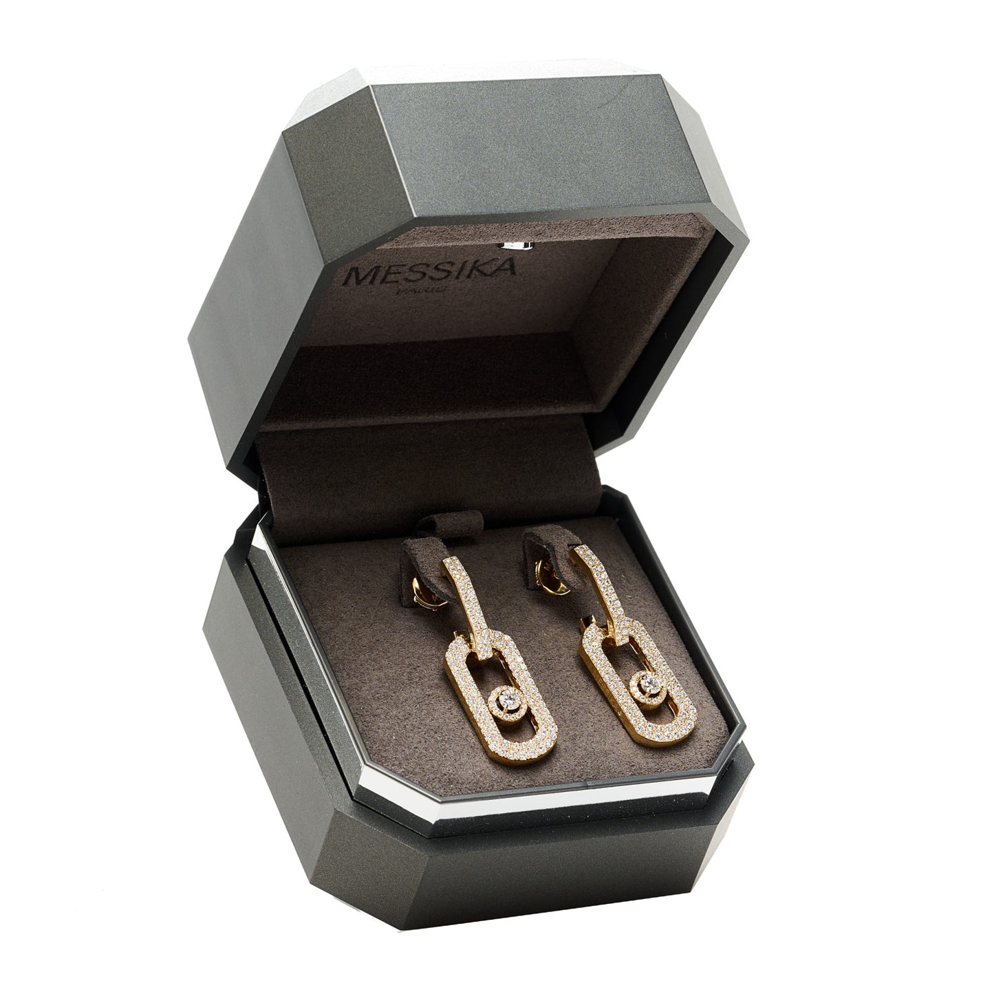 18K Yellow Gold Diamond XL So Move Pave Pendant Earrings