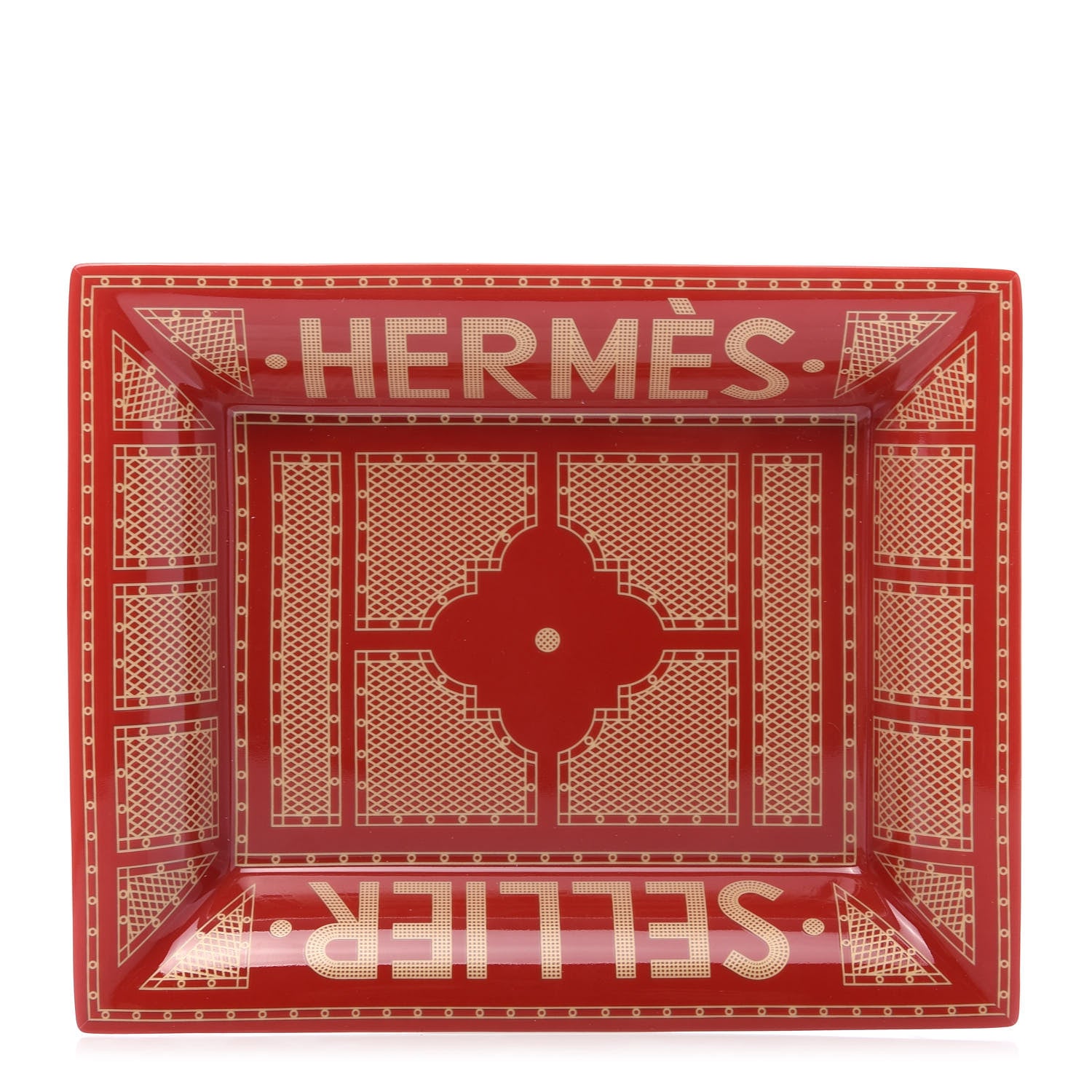 Hermes Porcelain Sellier Change Tray Rouge Or 726738 – FASHIONPHILE