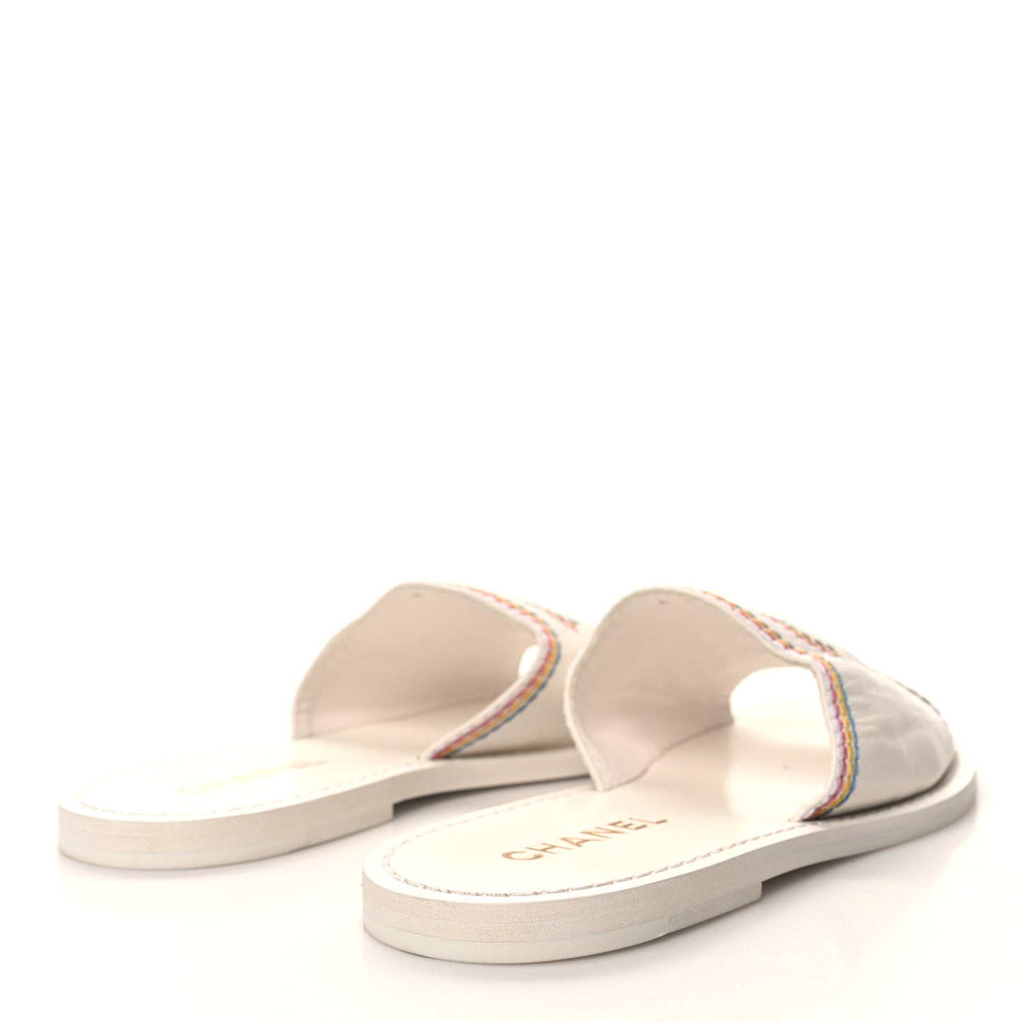 Calfskin Embroidered CC Sandal Mule 38 White