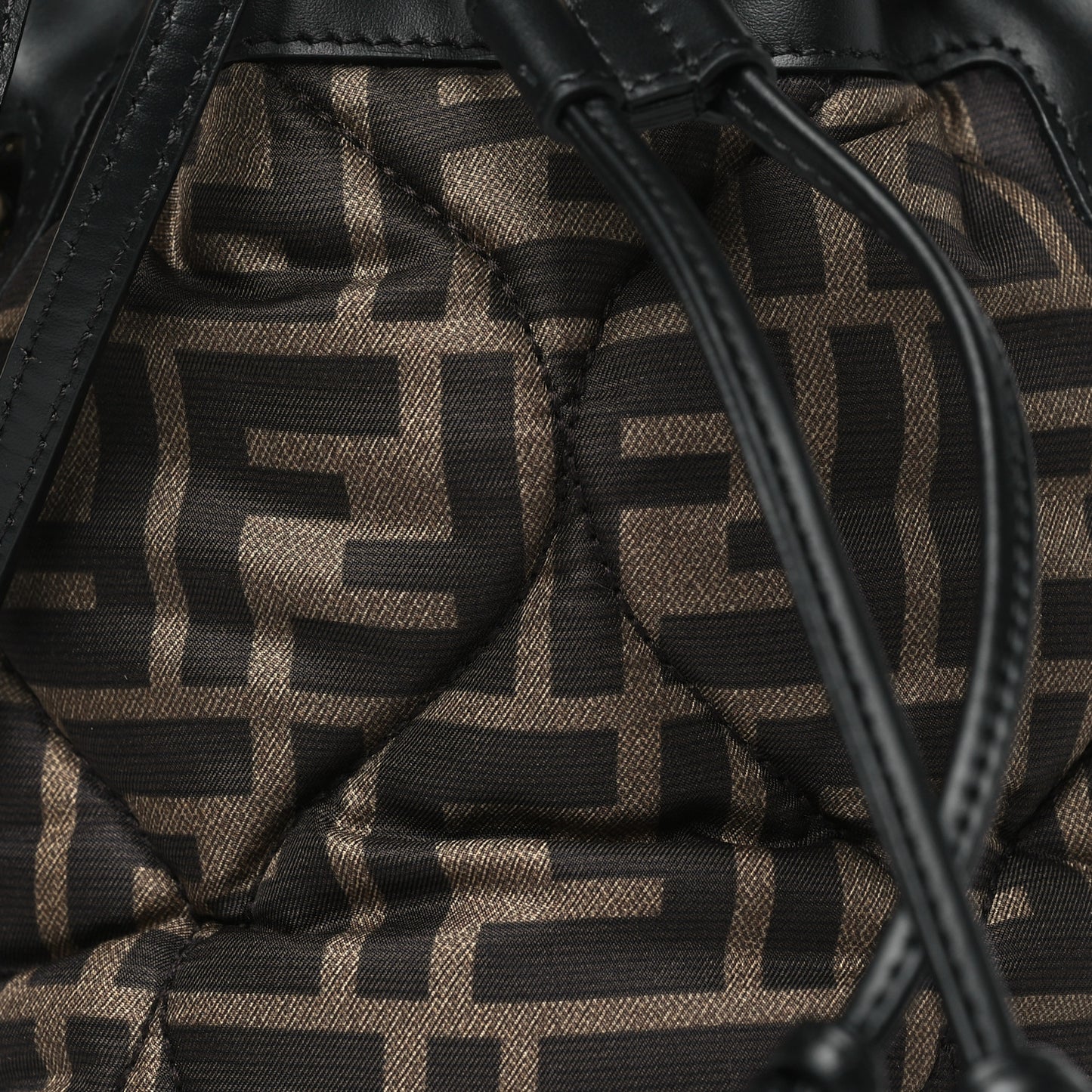 Silk Vitello King FF 1974 Quilted Mini Mon Tresor Bucket Bag Tobacco Moro