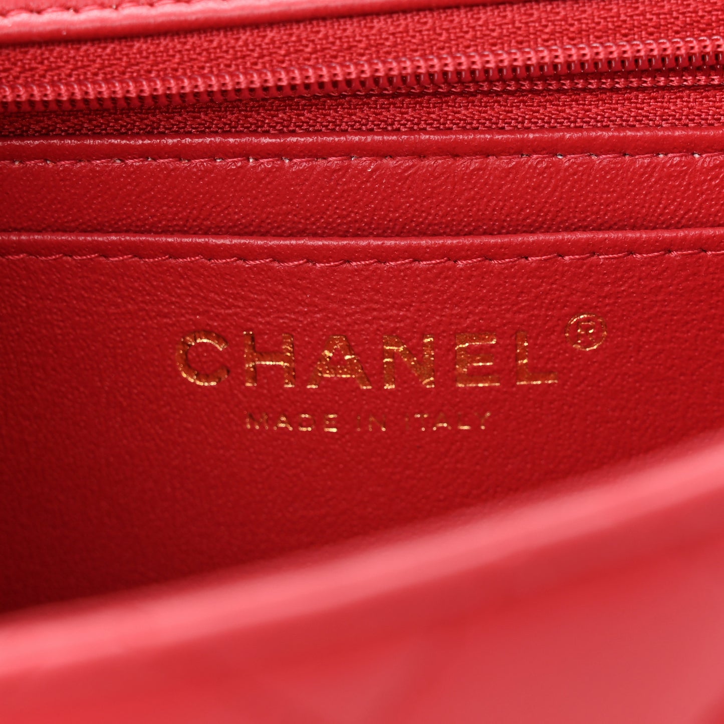 Lambskin Quilted Mini Top Handle Rectangular Flap Red