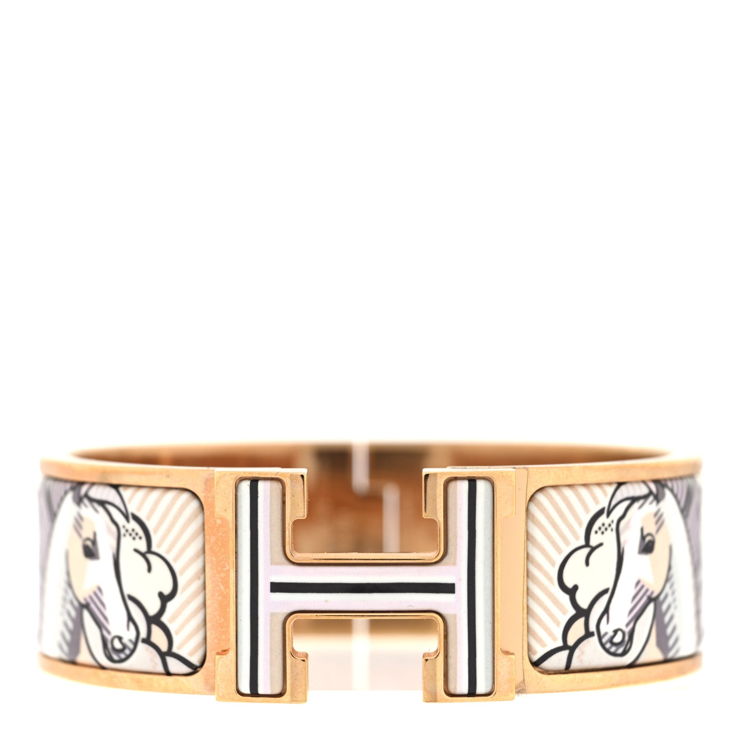Hermes Enamel Printed Wide Pegase Pop Click Clac H Bracelet PM