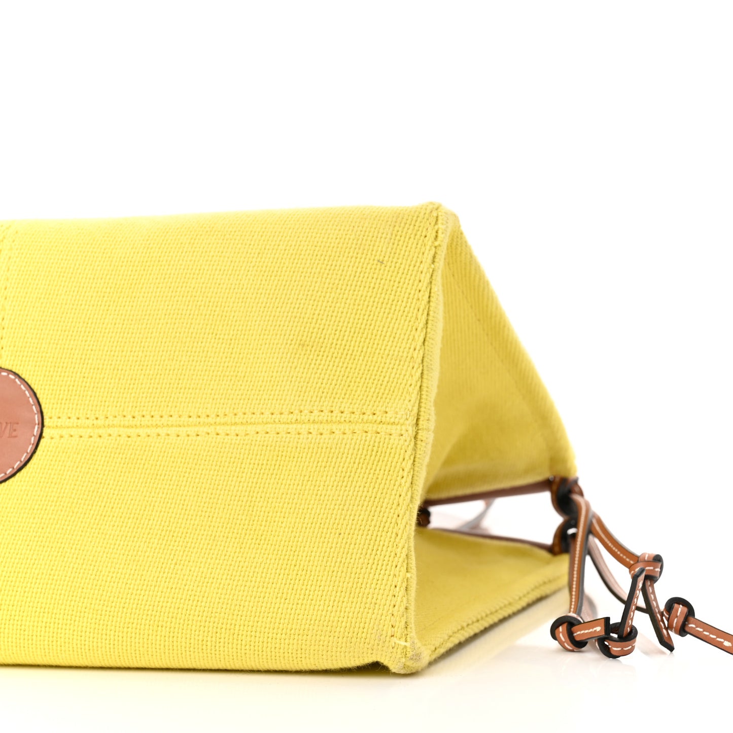 Canvas Calfskin Cushion Tote Yellow