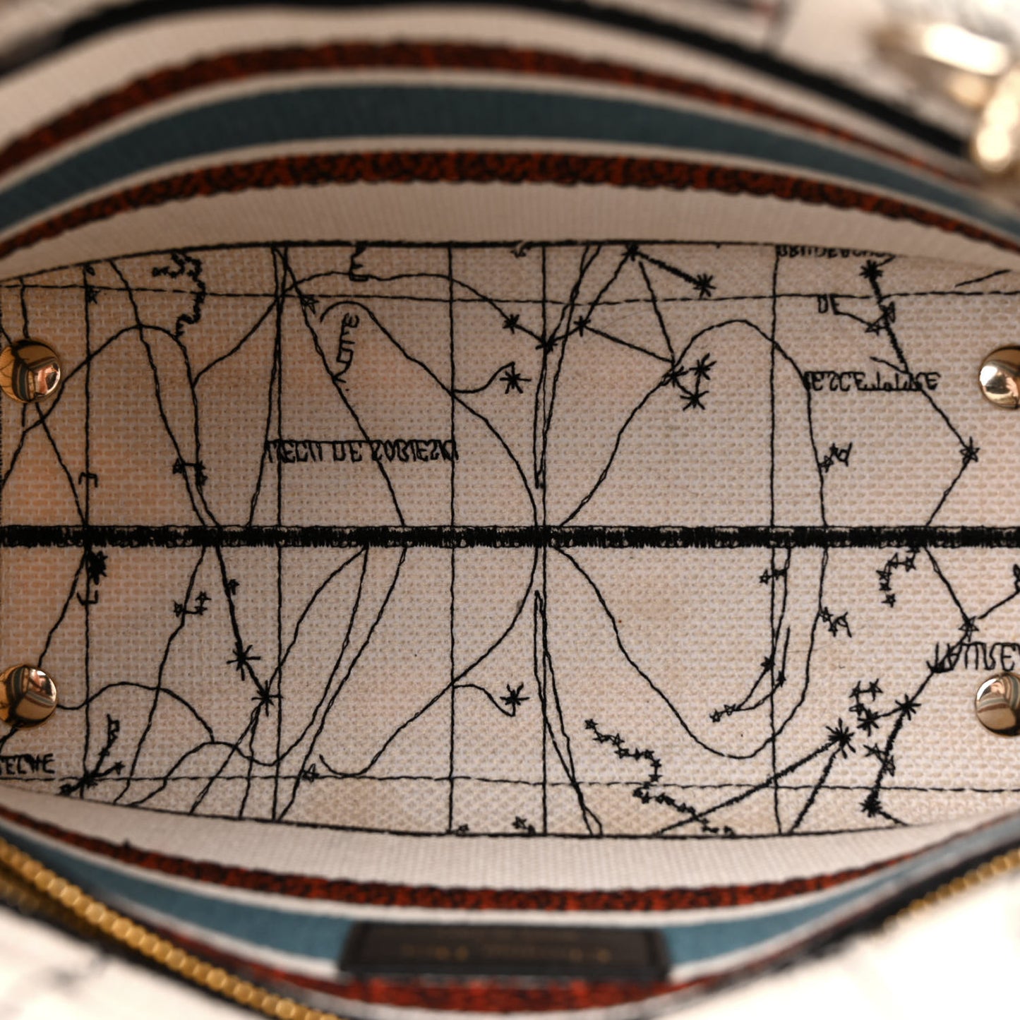 Canvas Constellation Embroidered Medium Lady D-Lite Latte Multicolor