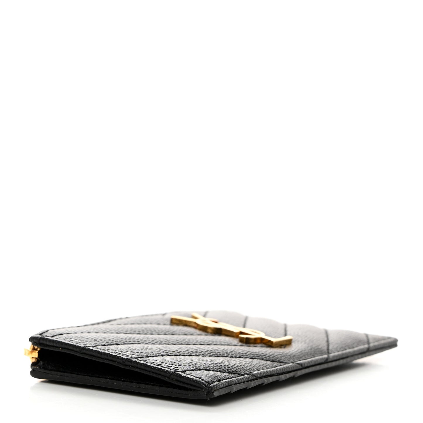 Grain De Poudre Matelasse Chevron Monogram Fragments Zippered Card Case Black