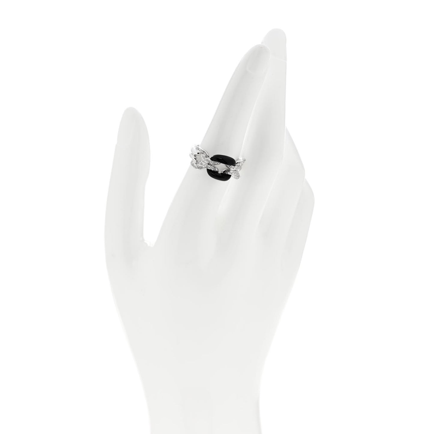 18K White Gold Diamond Ceramic D.Lace Ring 54 7 Black