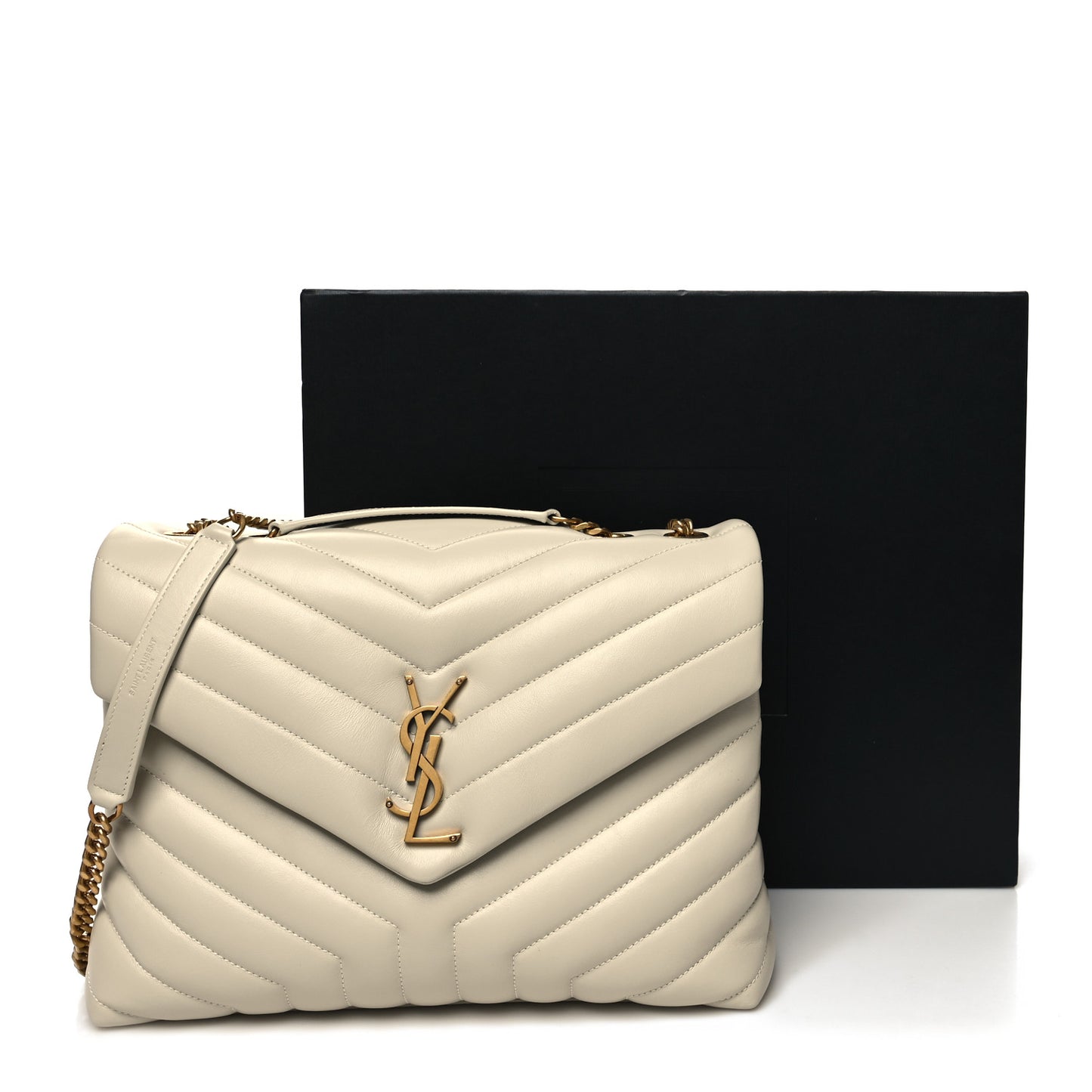 Calfskin Y Quilted Monogram Medium Loulou Chain Satchel Crema Soft