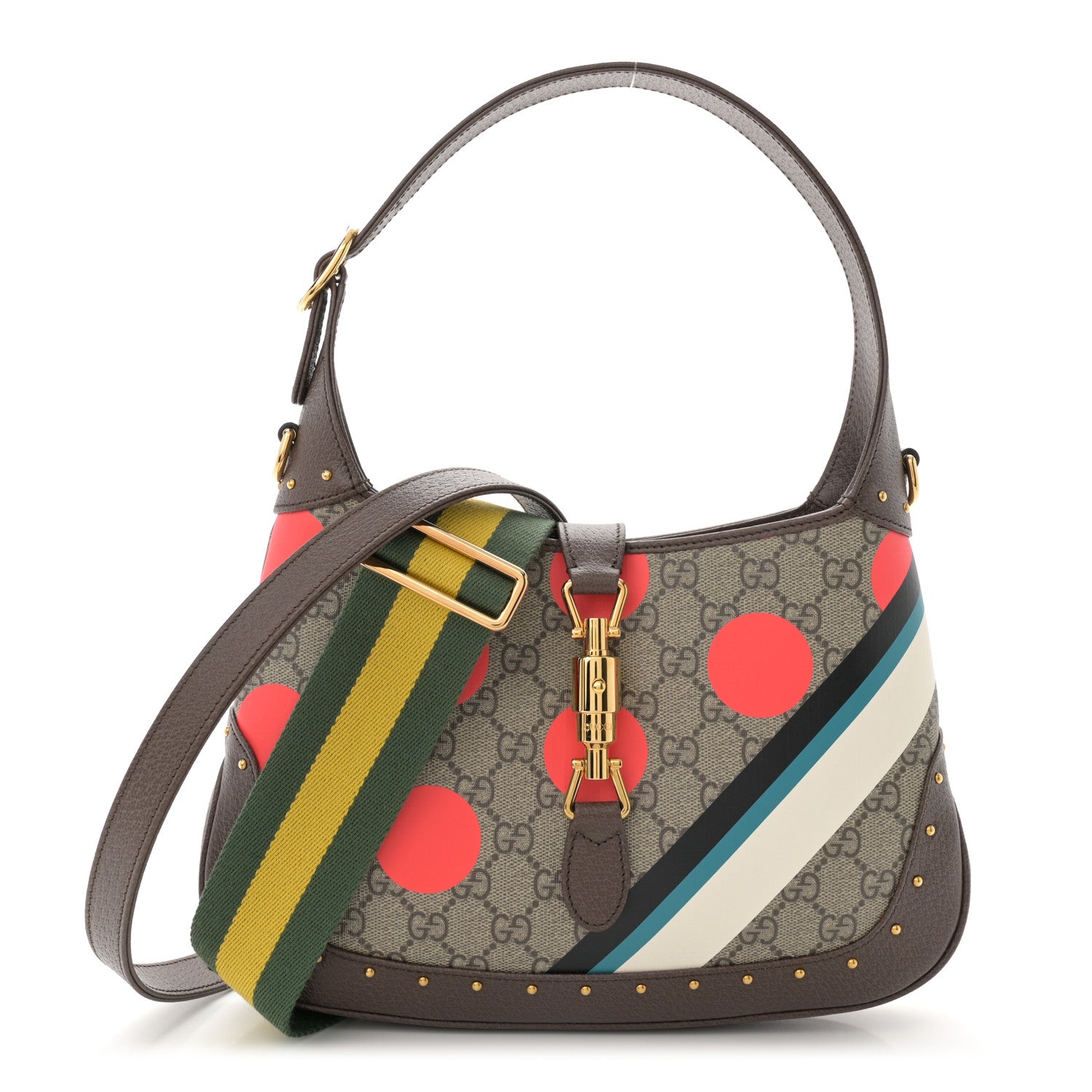 Gucci GG Supreme Monogram Web Geometric Small Jackie 1961 Beige Multicolor Brown Sugar 1 of 11
