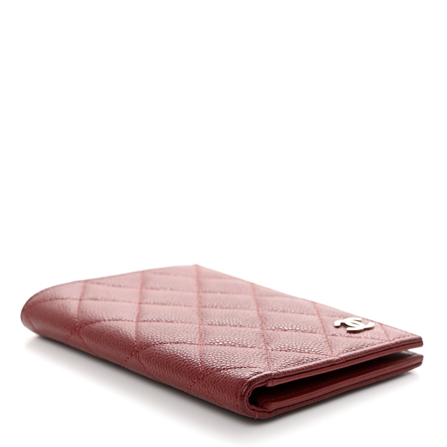 Caviar Quilted Passport Holder Burgundy