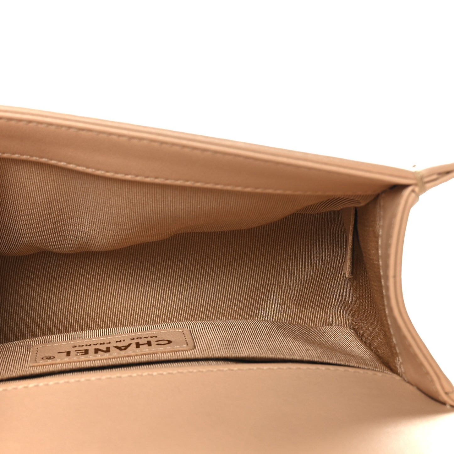 Calfskin Quilted Small Boy Flap Beige