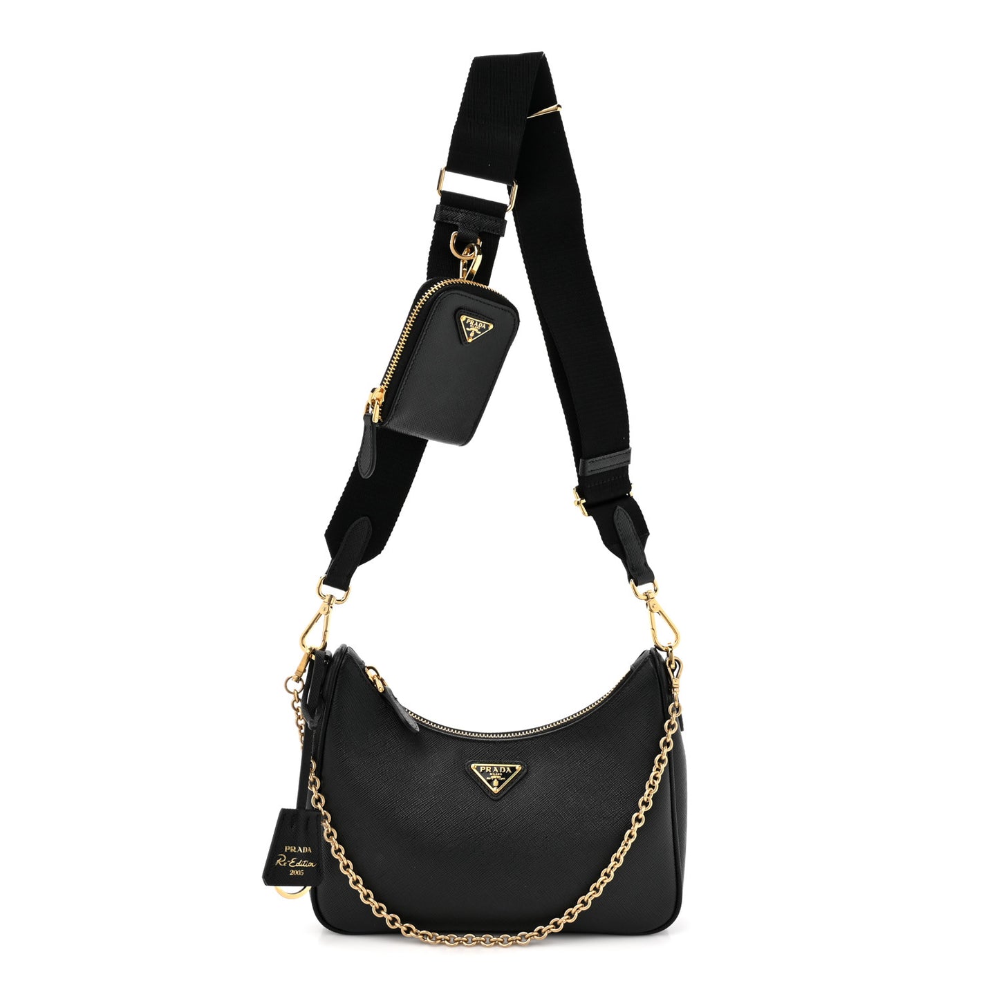 Saffiano Lux Re-Edition 2005 Shoulder Bag Black