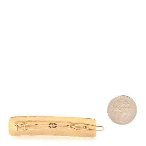 Metal Crystal Logo Hair Clip Gold