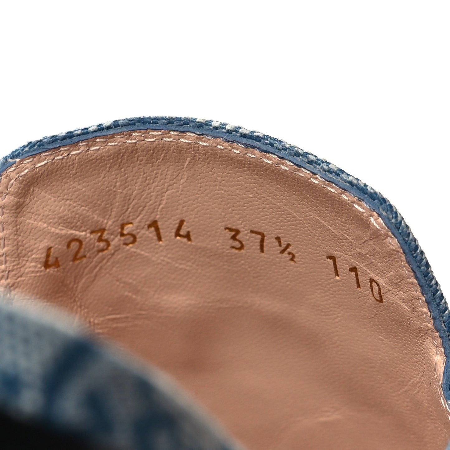 Canvas GG Monogram Nappa Womens Princetown Slippers 37.5 Porcelain Light Blue Dark Porcelain Light Blue