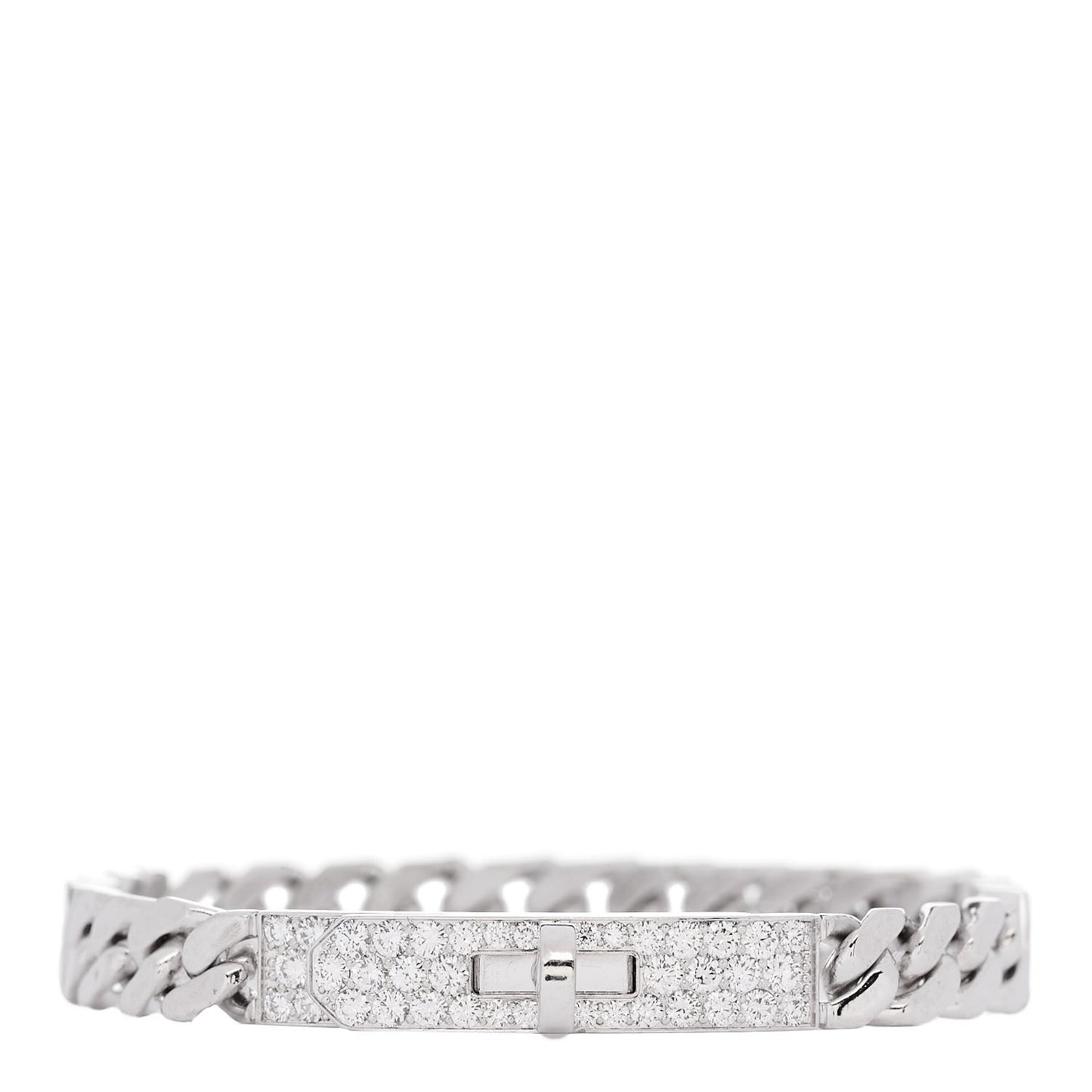 18K White Gold Diamond TPM Kelly Gourmette Bracelet SH