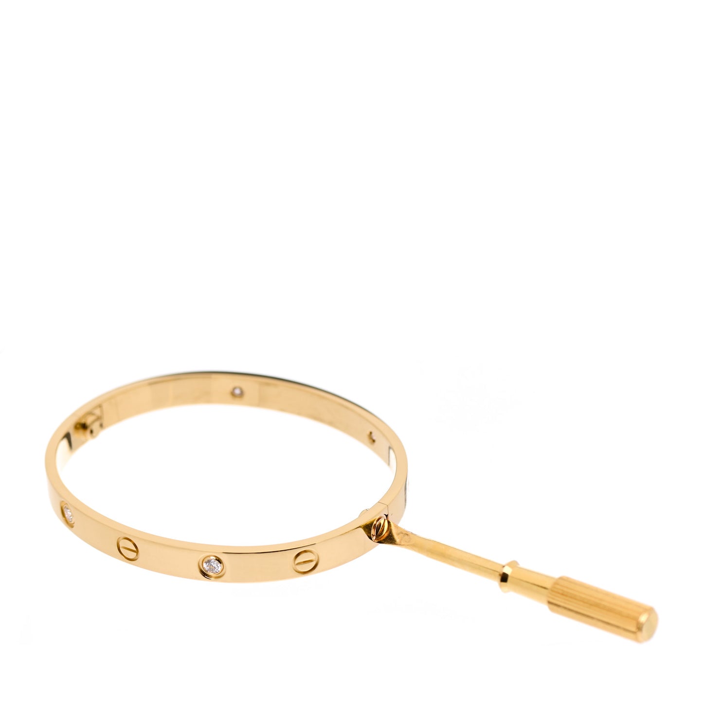 18K Yellow Gold 4 Diamond LOVE Bracelet 17