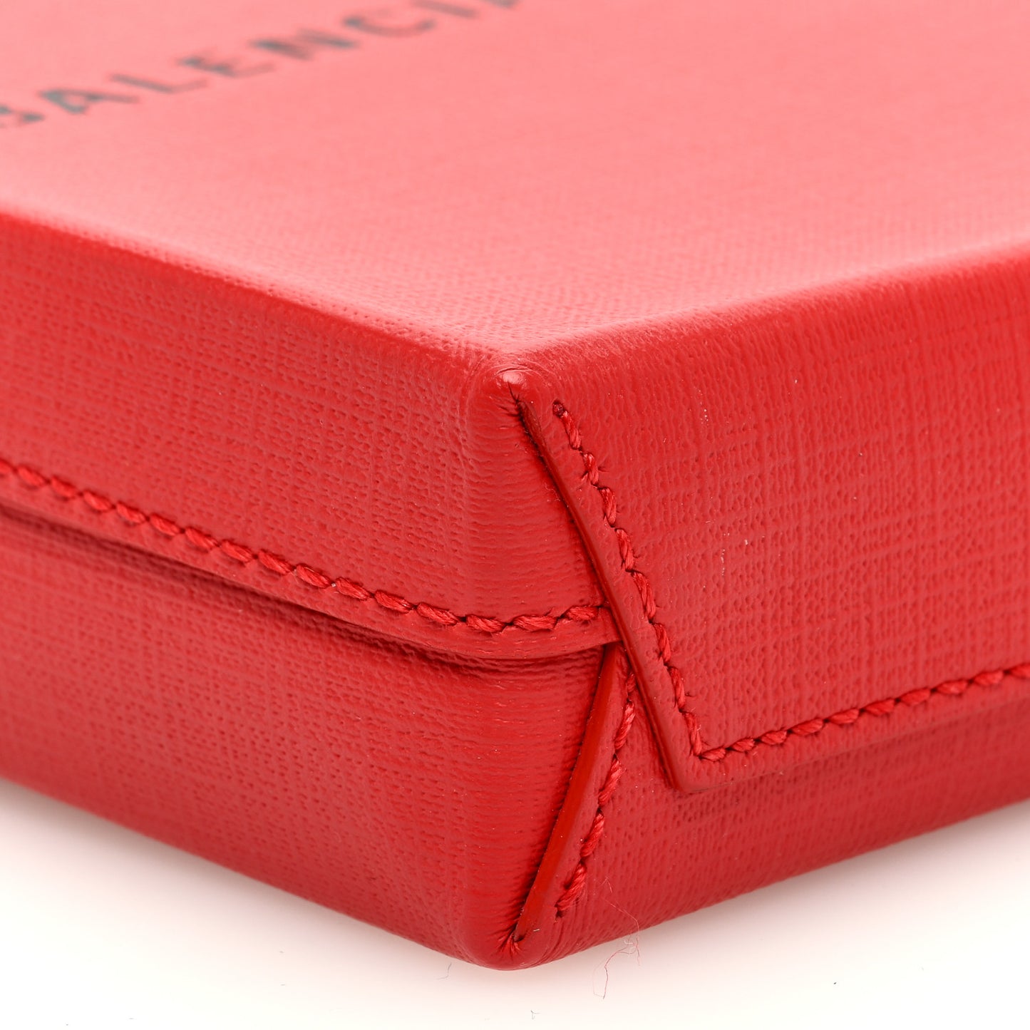 Squared Calfskin Logo Shopping Phone Holder Bag Red