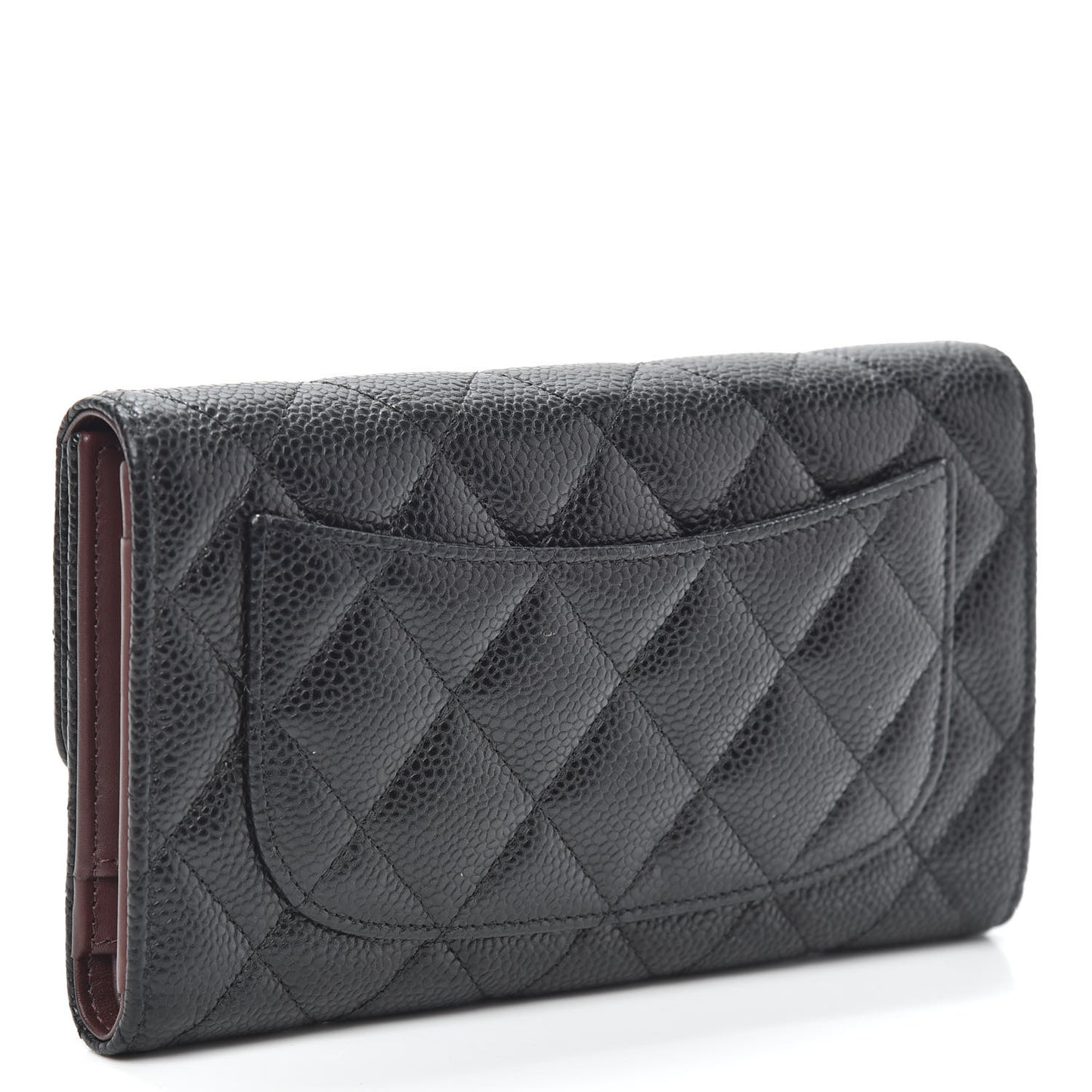 Caviar Quilted Large Flap Wallet Black