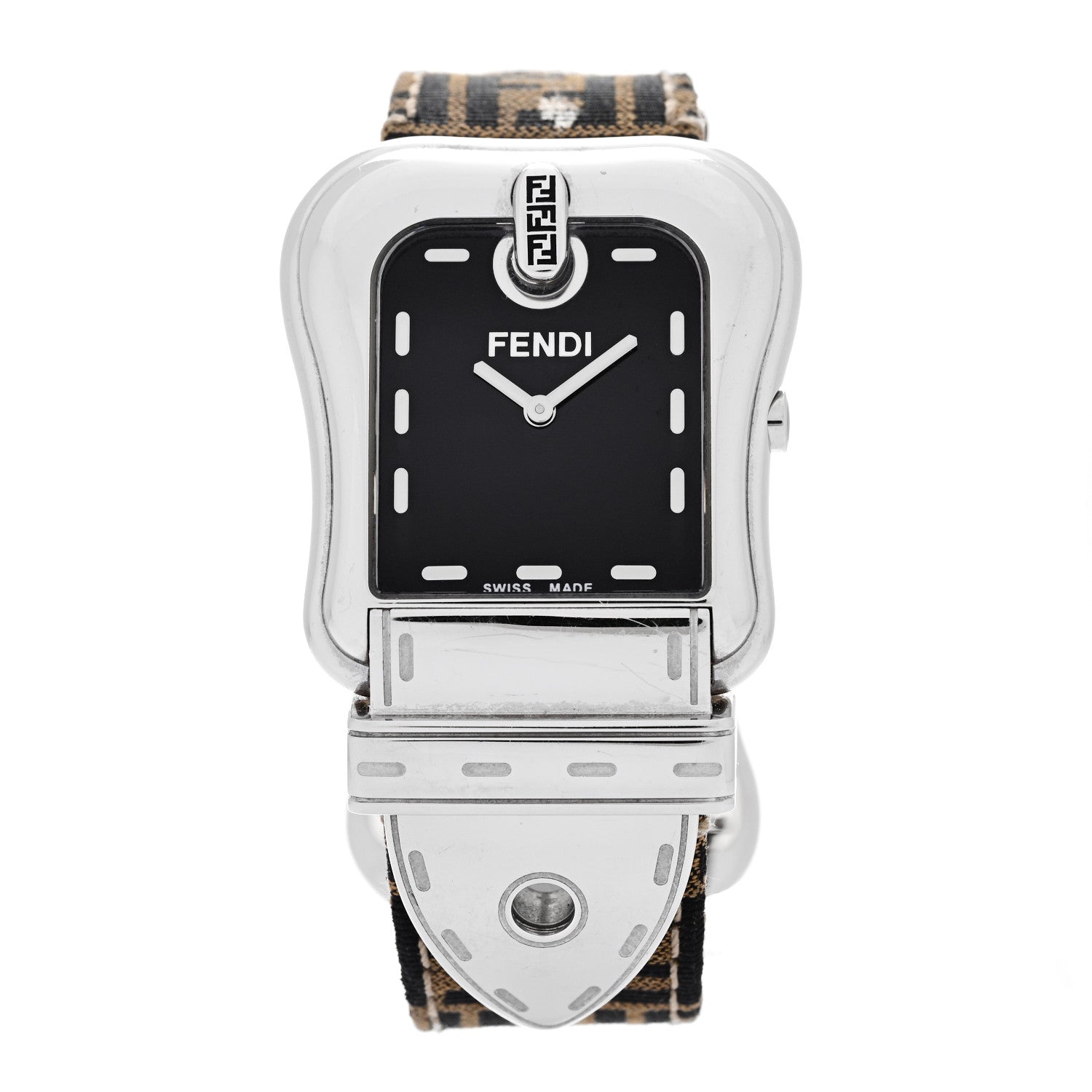 Fendi Stainless Steel Canvas 33mm Buckle Quartz Watch Black