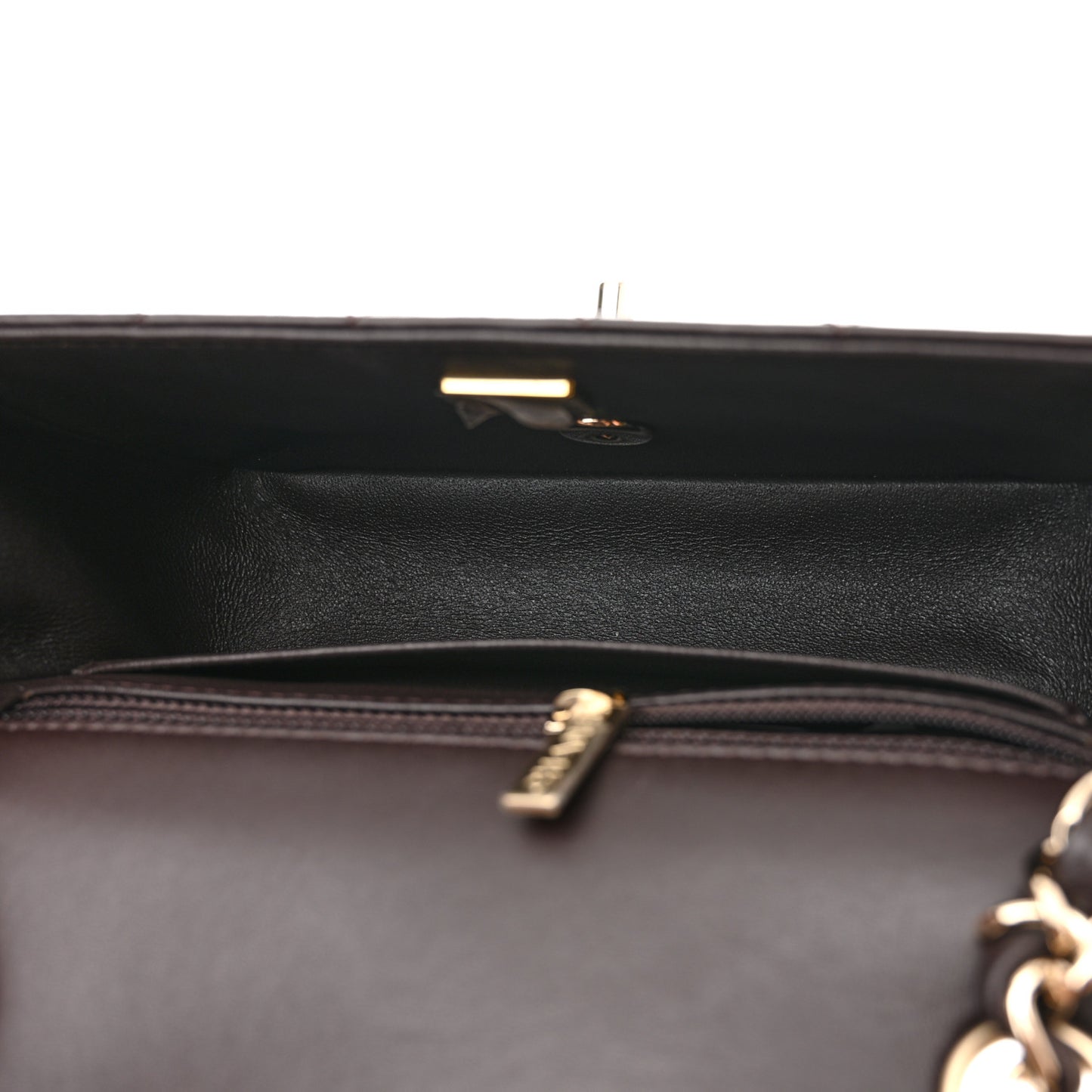 Lambskin Quilted Mini Rectangular Flap Dark Brown