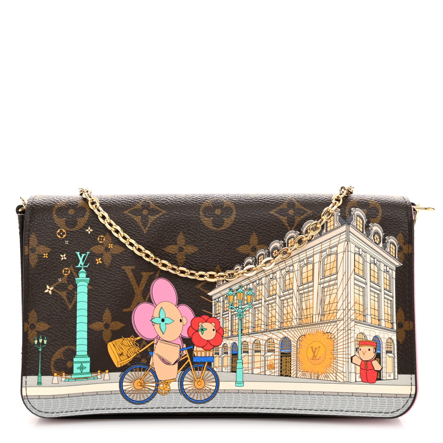 Monogram 2022 Christmas Animation Paris Pochette Felicie Chain Wallet Pink