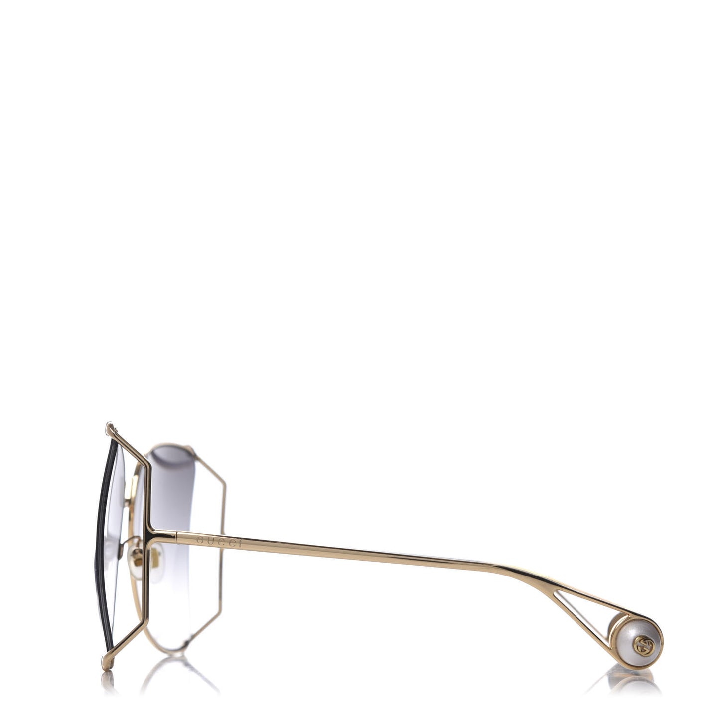 Oversized Round Sunglasses GG0252S Gold Grey