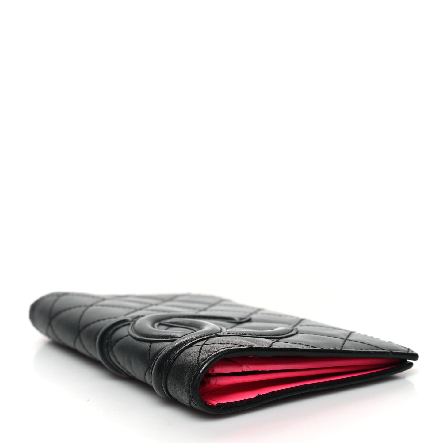 Calfskin Quilted Cambon Yen Wallet Black